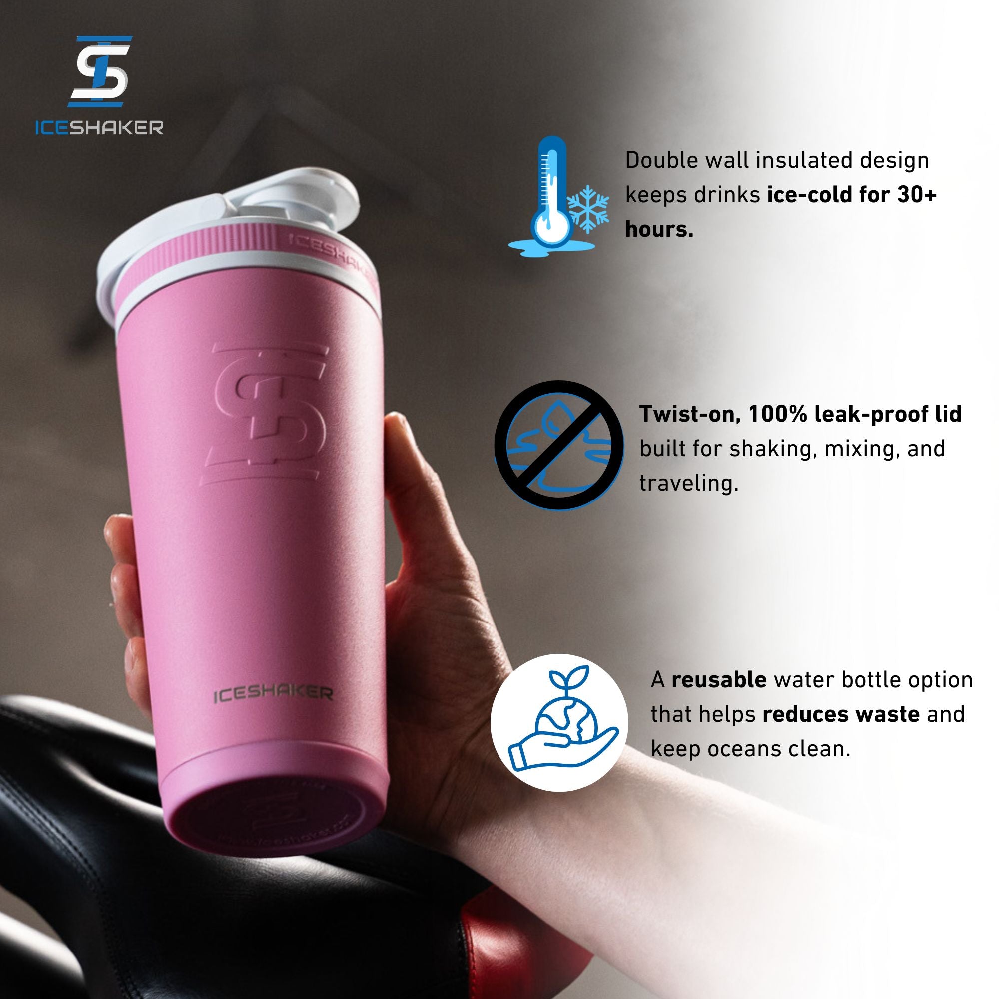 Officially Licensed Inter Miami CF 26oz Ice Shaker - Pink
