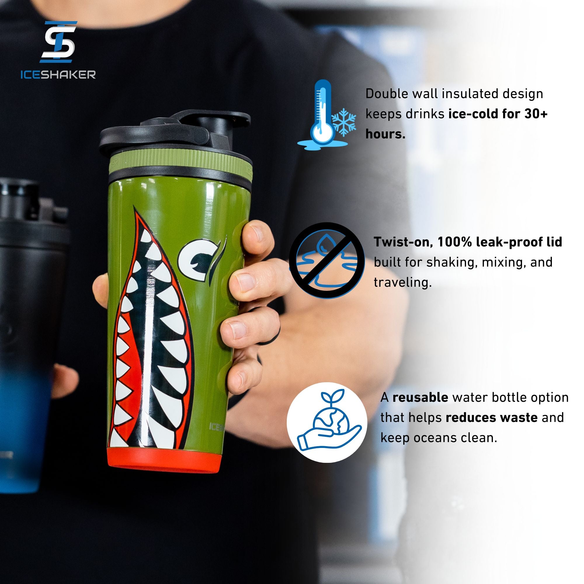 Ice Shaker Allegiance Series 26oz Shaker Bottle - Bomber