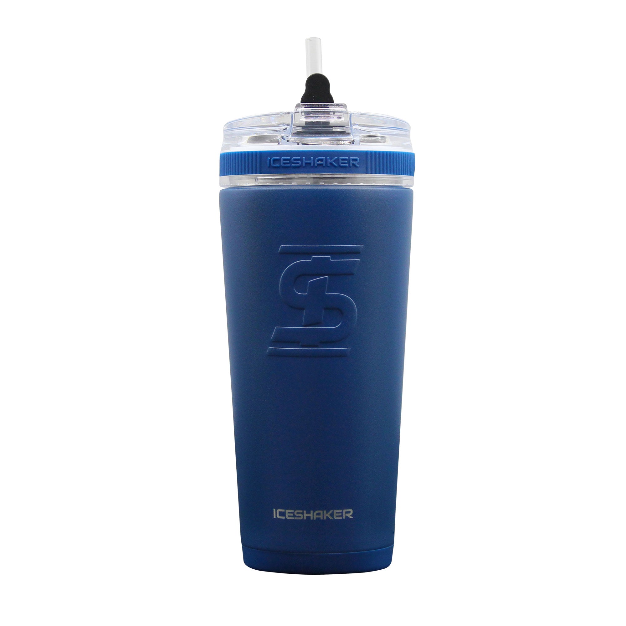 Stay-In-Bottle Reusable Silicone Straws for BlenderBottle Shaker Bottles, Black and Blue (2 Pack)