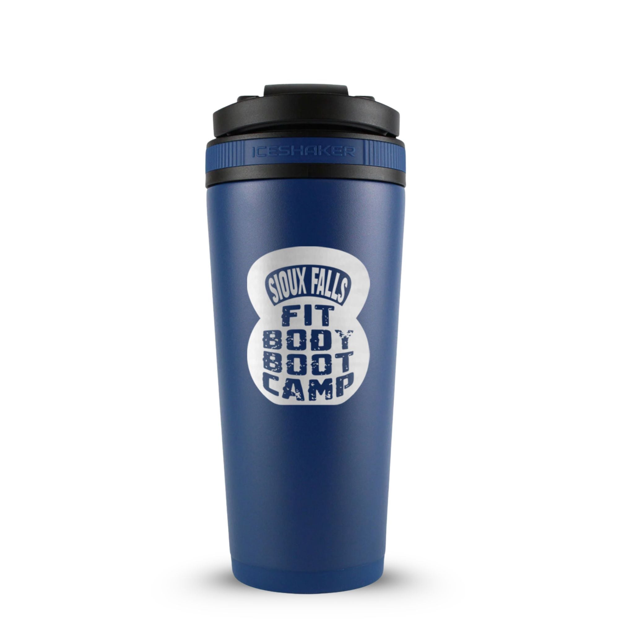 CUSTOM Sioux Falls Fit Body Boot Camp Kettlebell 26oz Ice Shaker - Navy