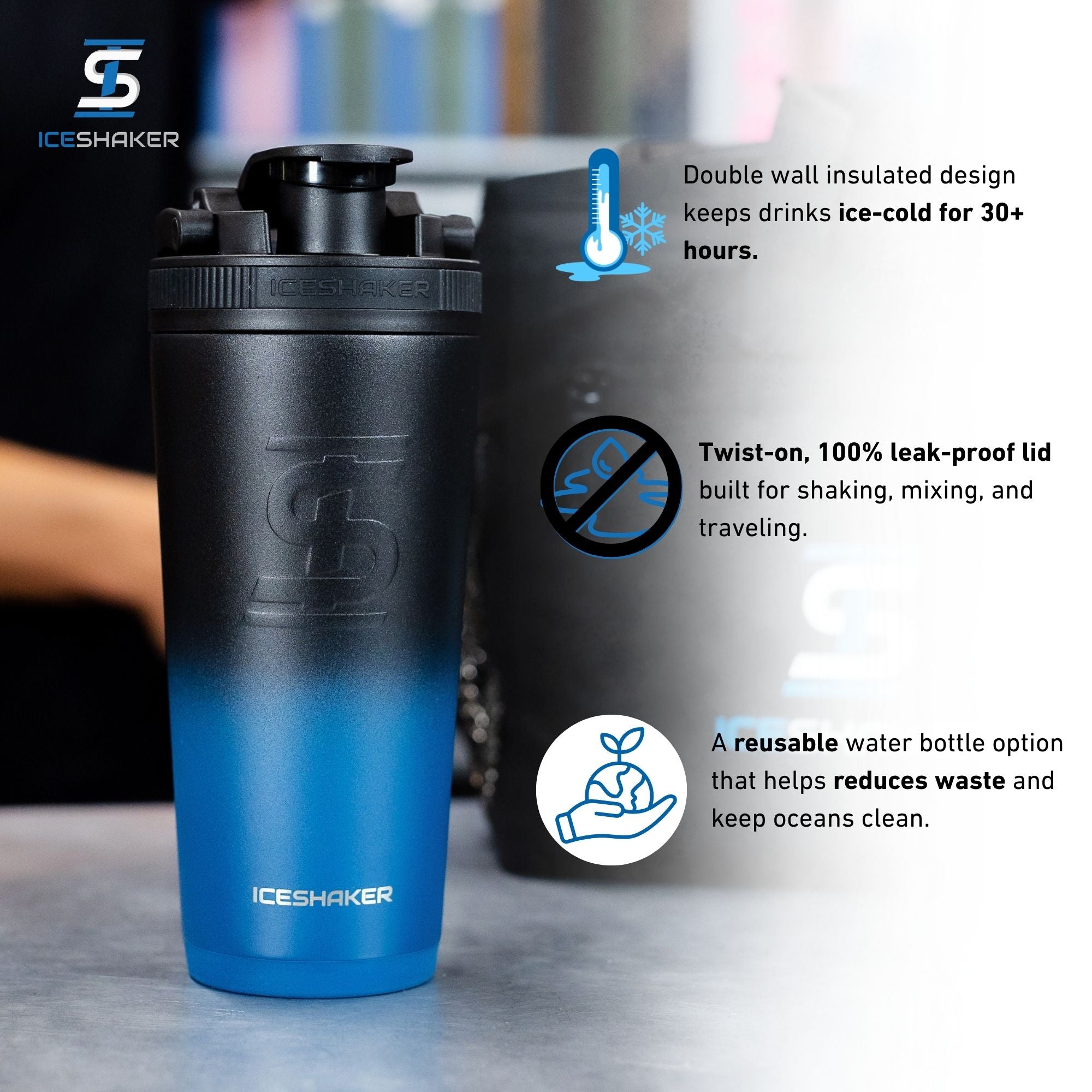 26oz Ice Shaker - Navy Black Ombre