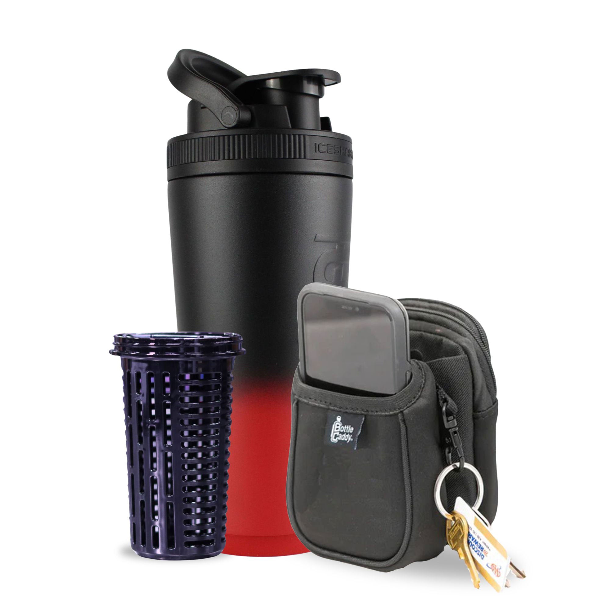 Red Black Ombre 26oz Ice Shaker Bundle