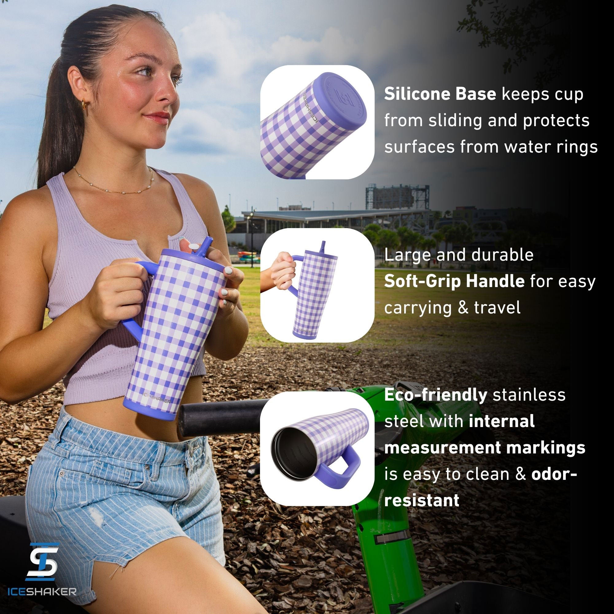 32oz Legend Series Shaker Bottle - Purple Gingham (Auction)