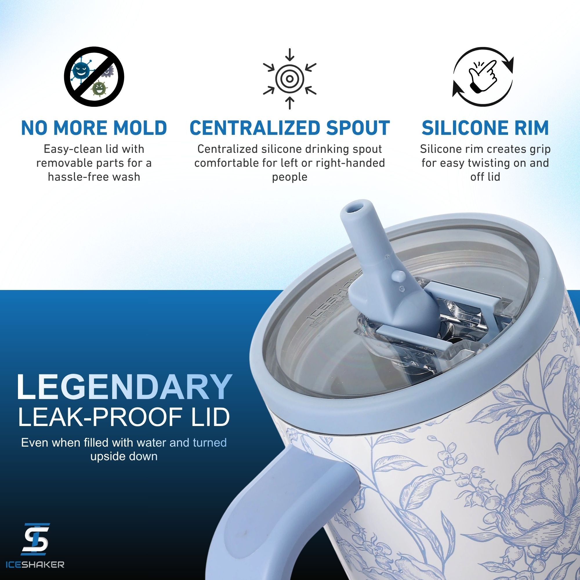 40oz Legend Series Shaker Bottle - Bleu Toile