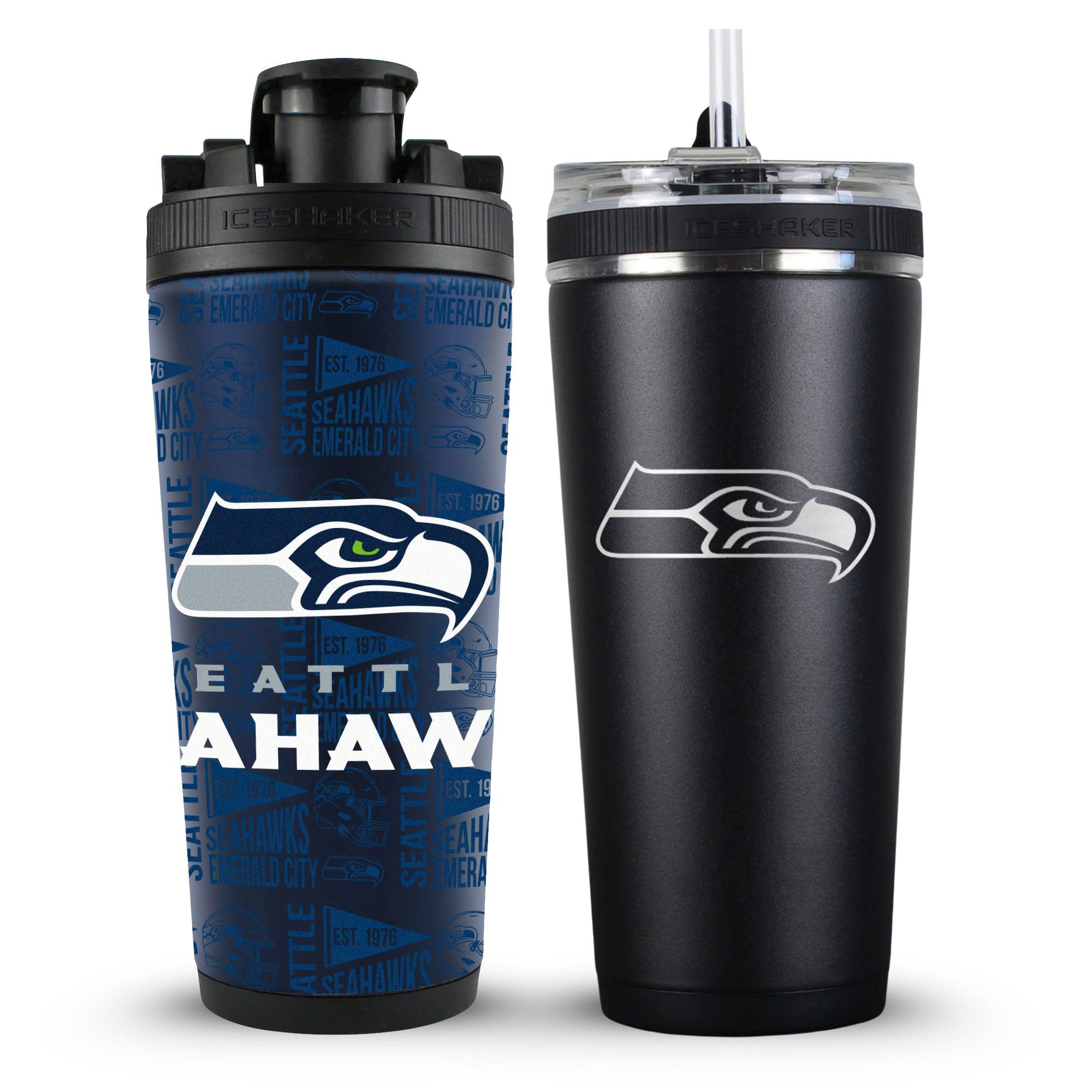 Seattle Seahawks 4D Ice Shaker & Flex Water Bottle Bundle | Ice Shaker