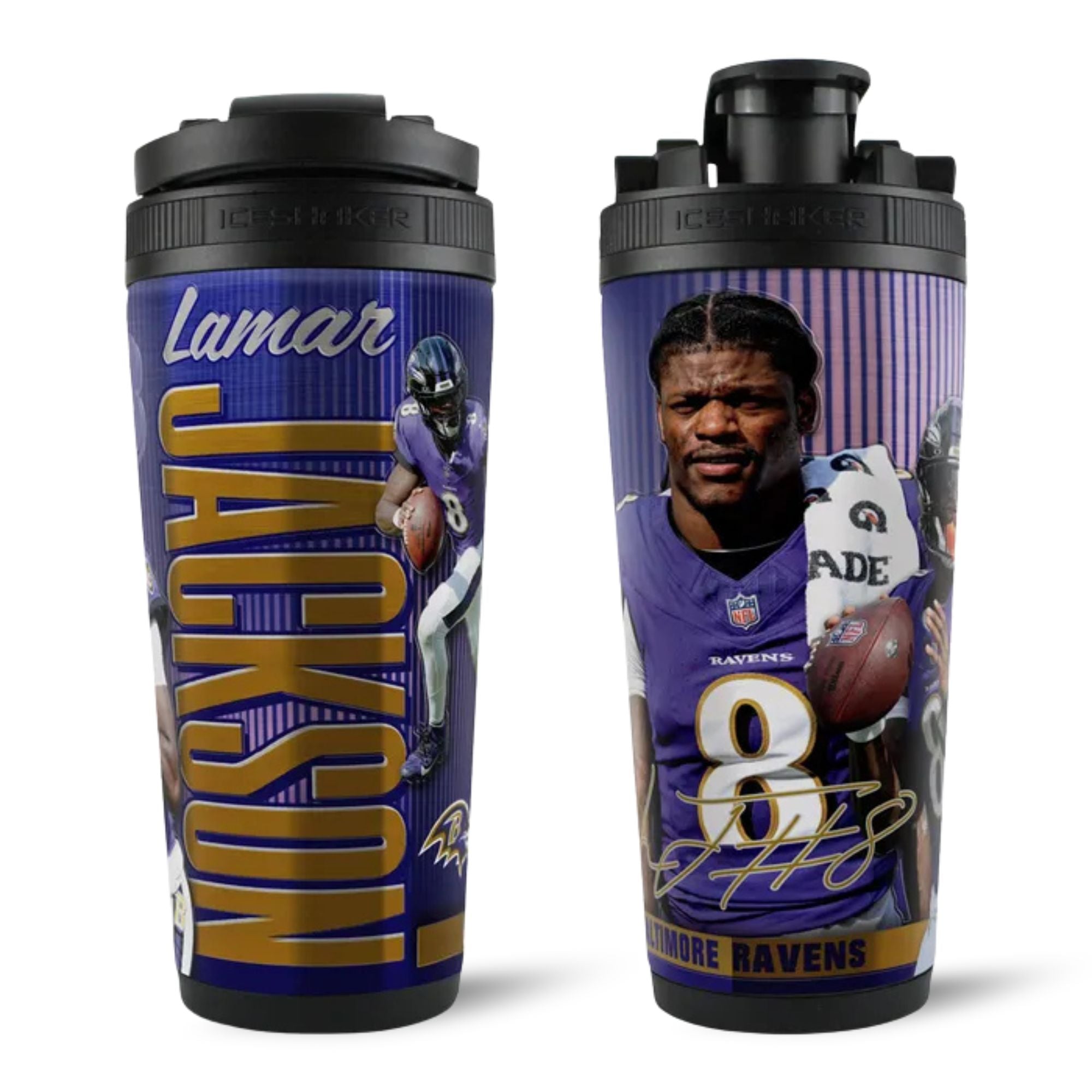 Official Lamar Jackson Baltimore Ravens 4D 26oz Ice Shaker