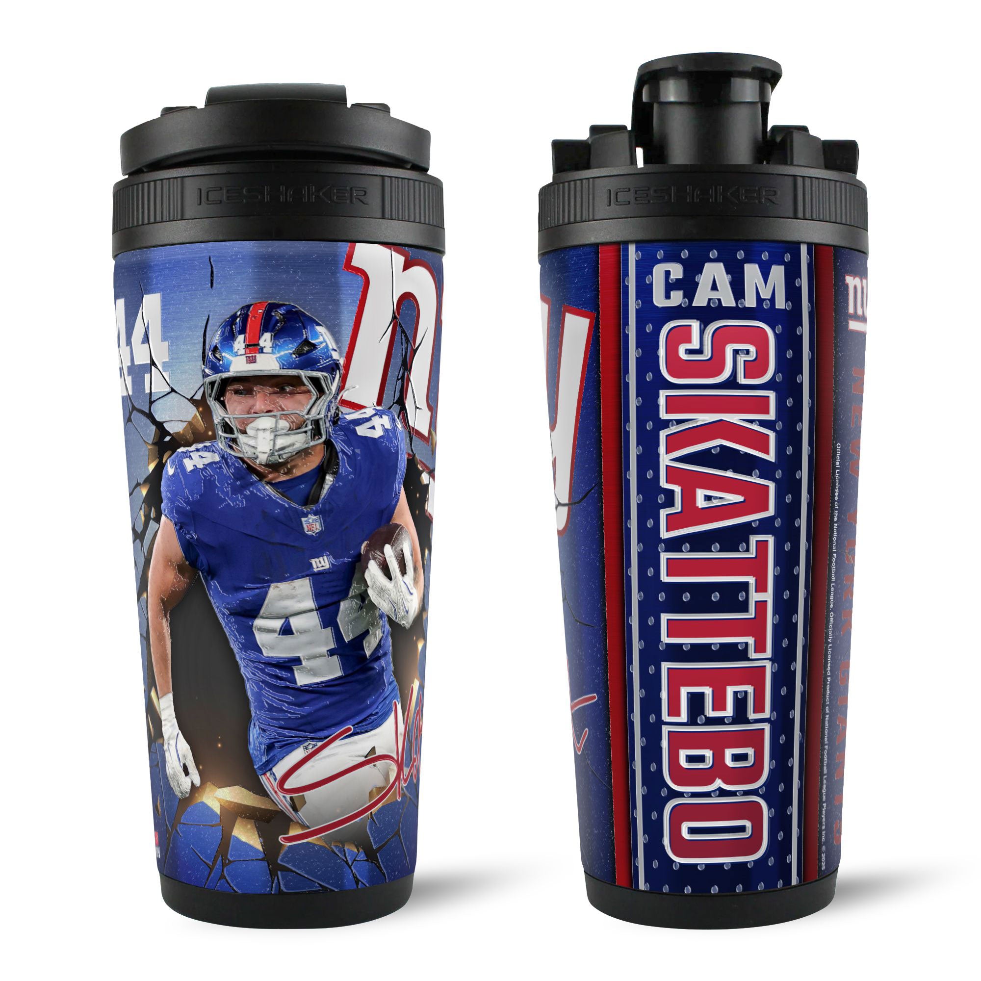 Official NY Giants Cam Skattebo Stainless Steel Shaker | Ice Shaker