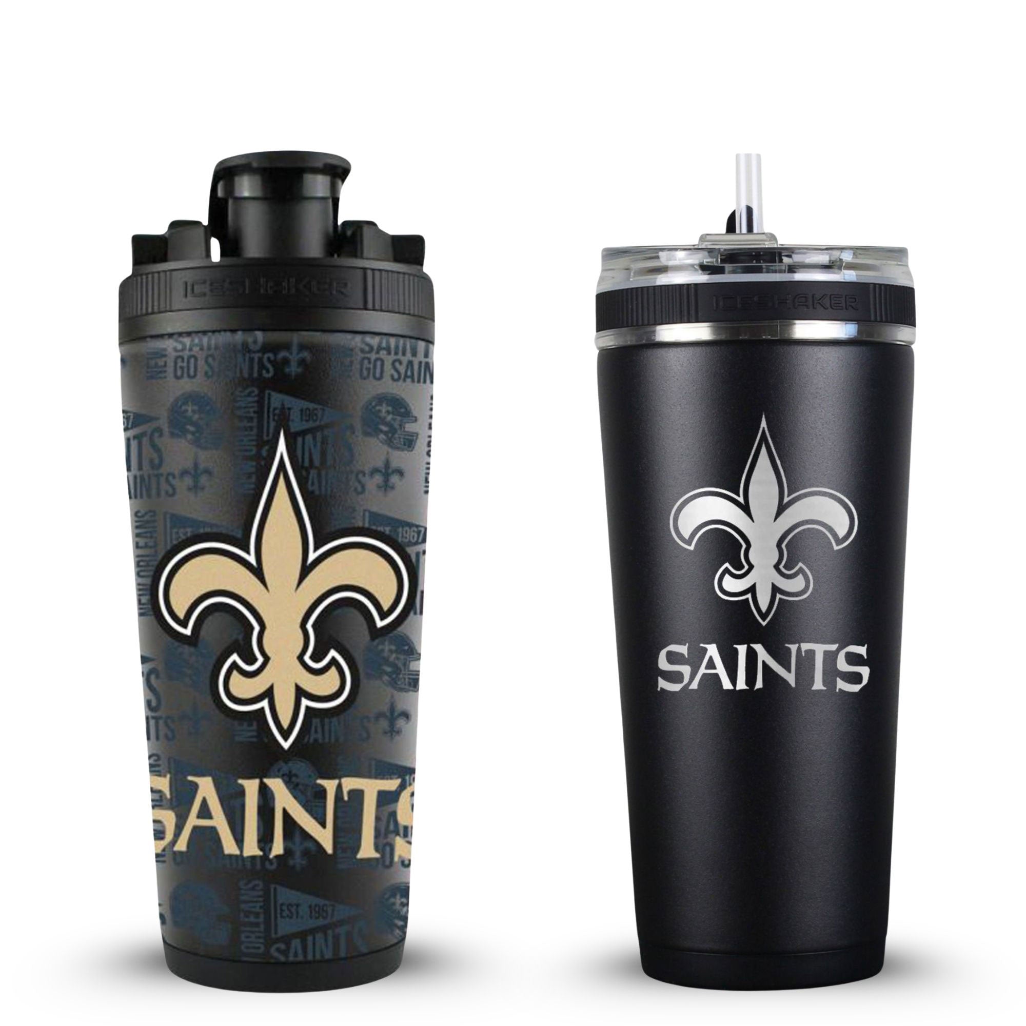 New Orleans Saints 4D Shaker & Flex Bottle Bundle