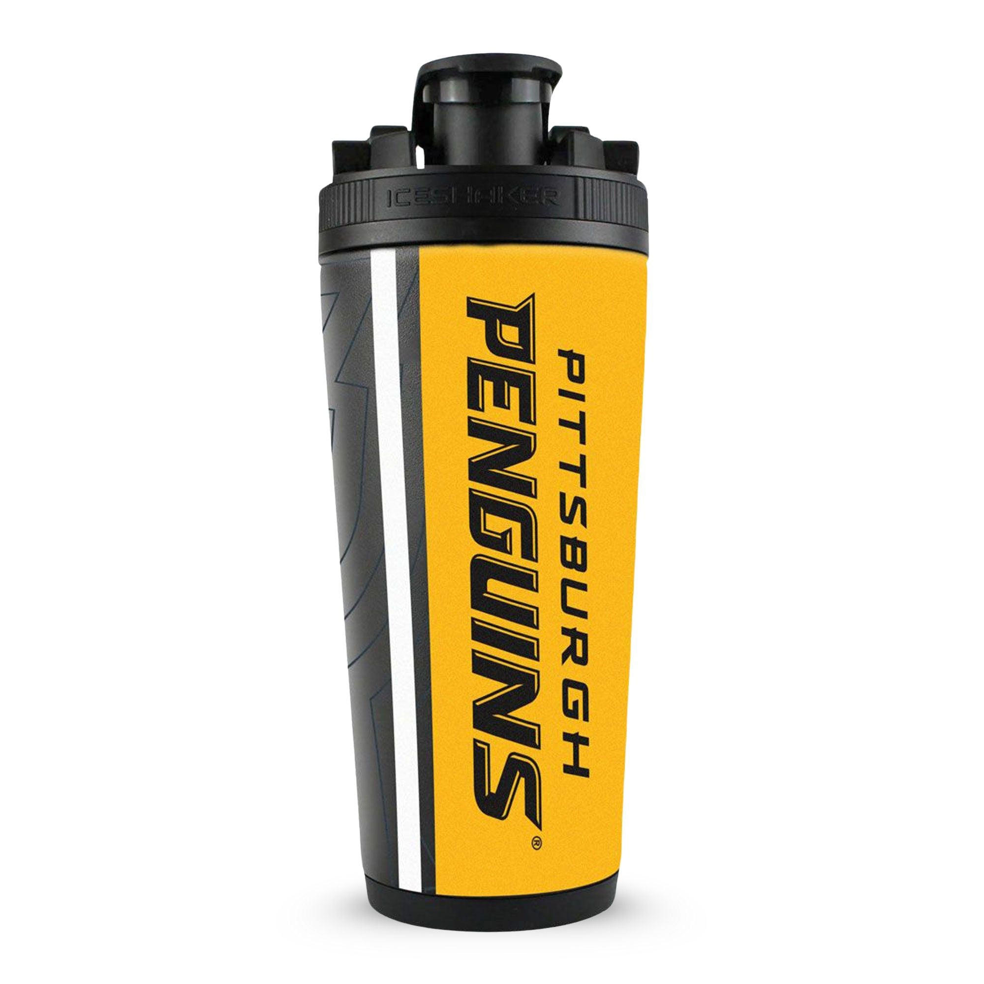 Front view of the Pittsburgh Penguins 4D Ice Shaker. The front features "Pittsburgh Penguins" spelt out.