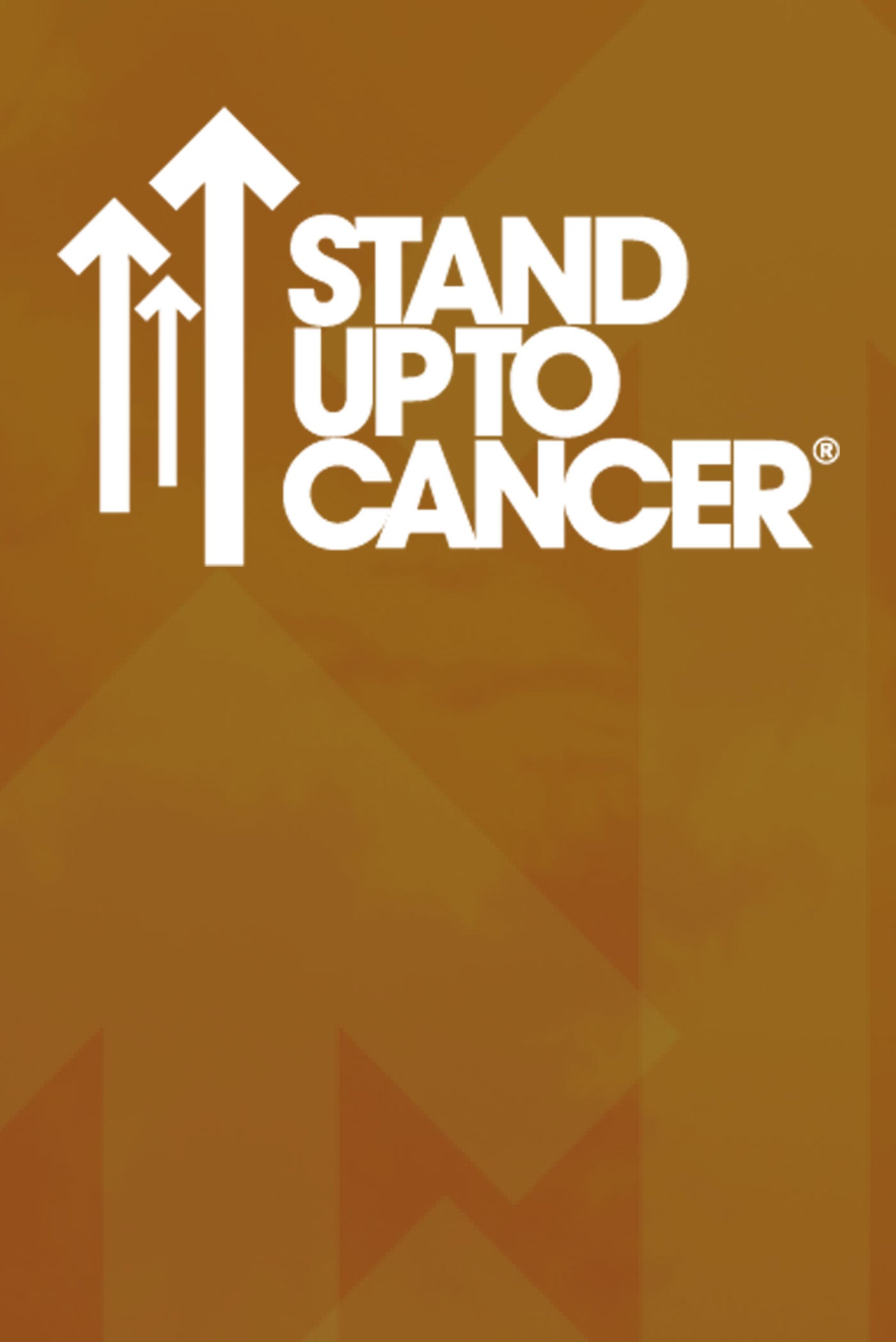 The Stand Up To Cancer logo on an orange background.