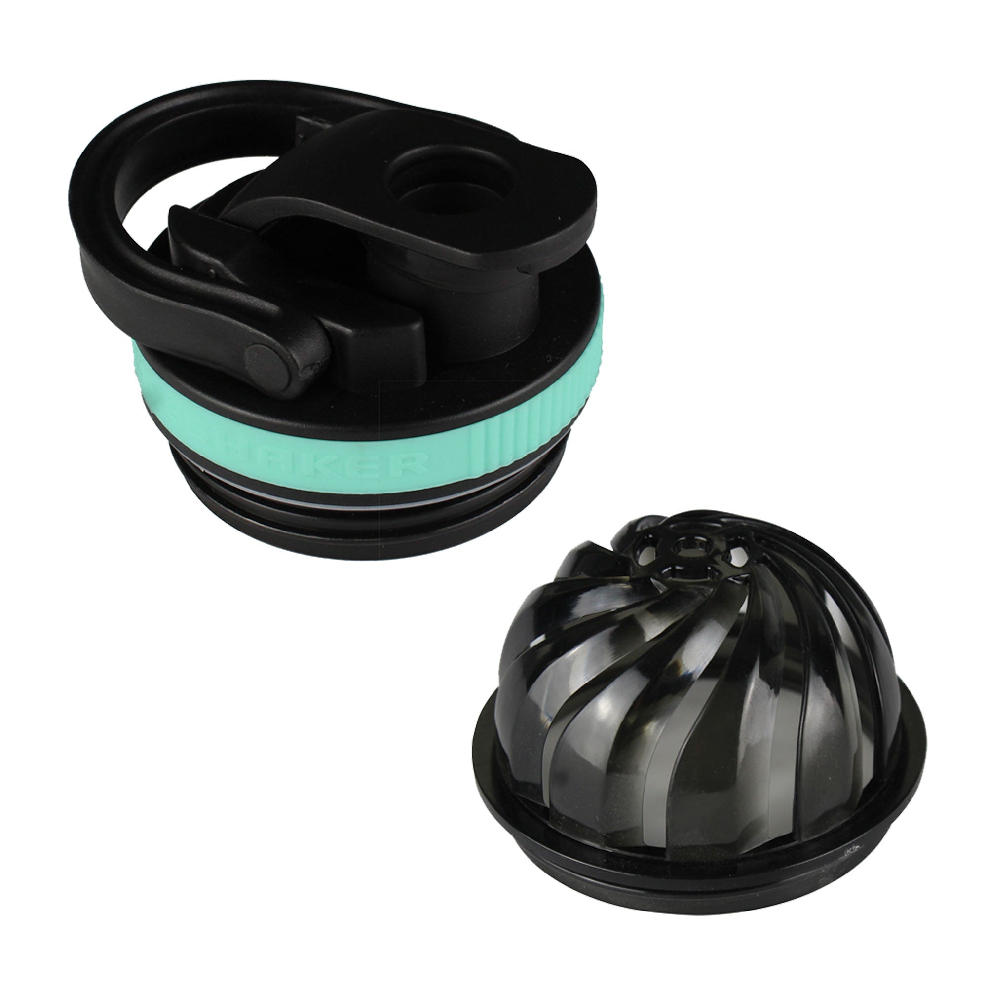 20oz Skinny Shaker Lid + Agitator Combo - Black Lid w/ Mint Band