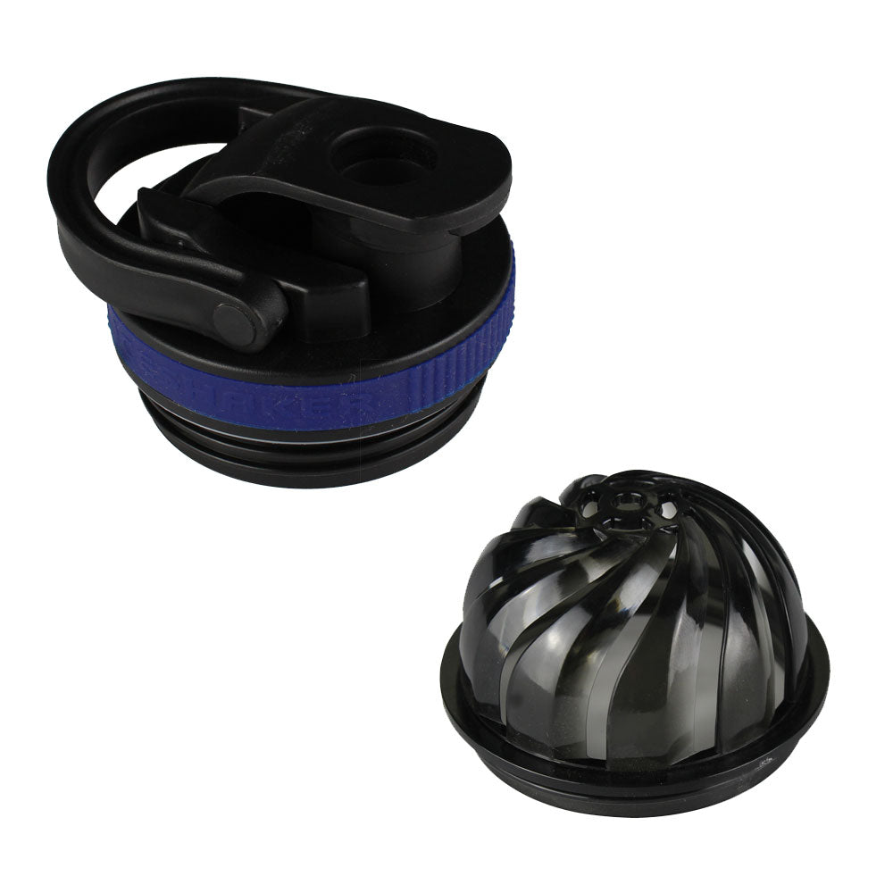 20oz Skinny Shaker Lid + Agitator Combo - Black Lid w/ Navy Band