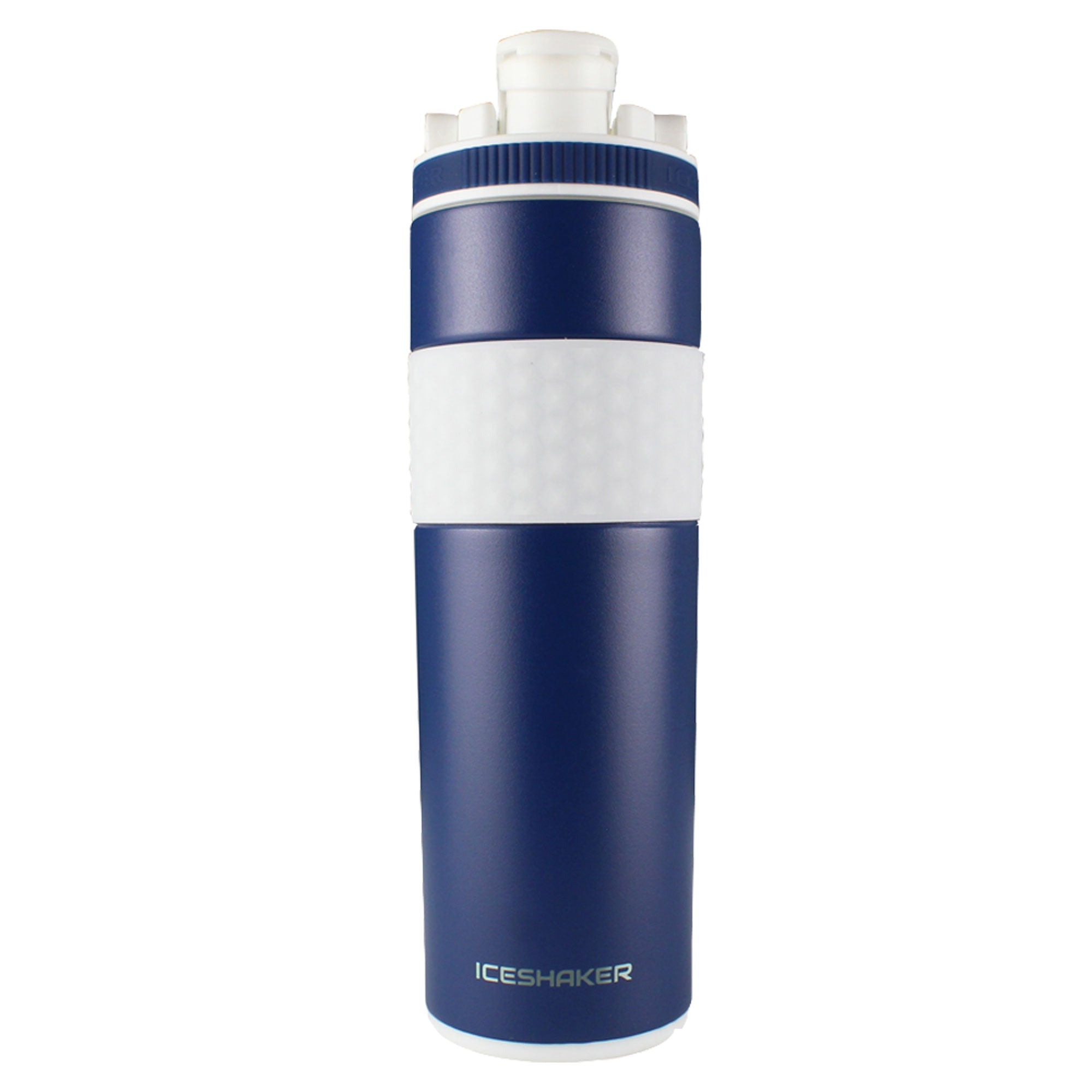Ice Shaker Double Walled Vacuum Insulated, Skinny Protein Shaker Bottle,  Navy, 20 oz. 