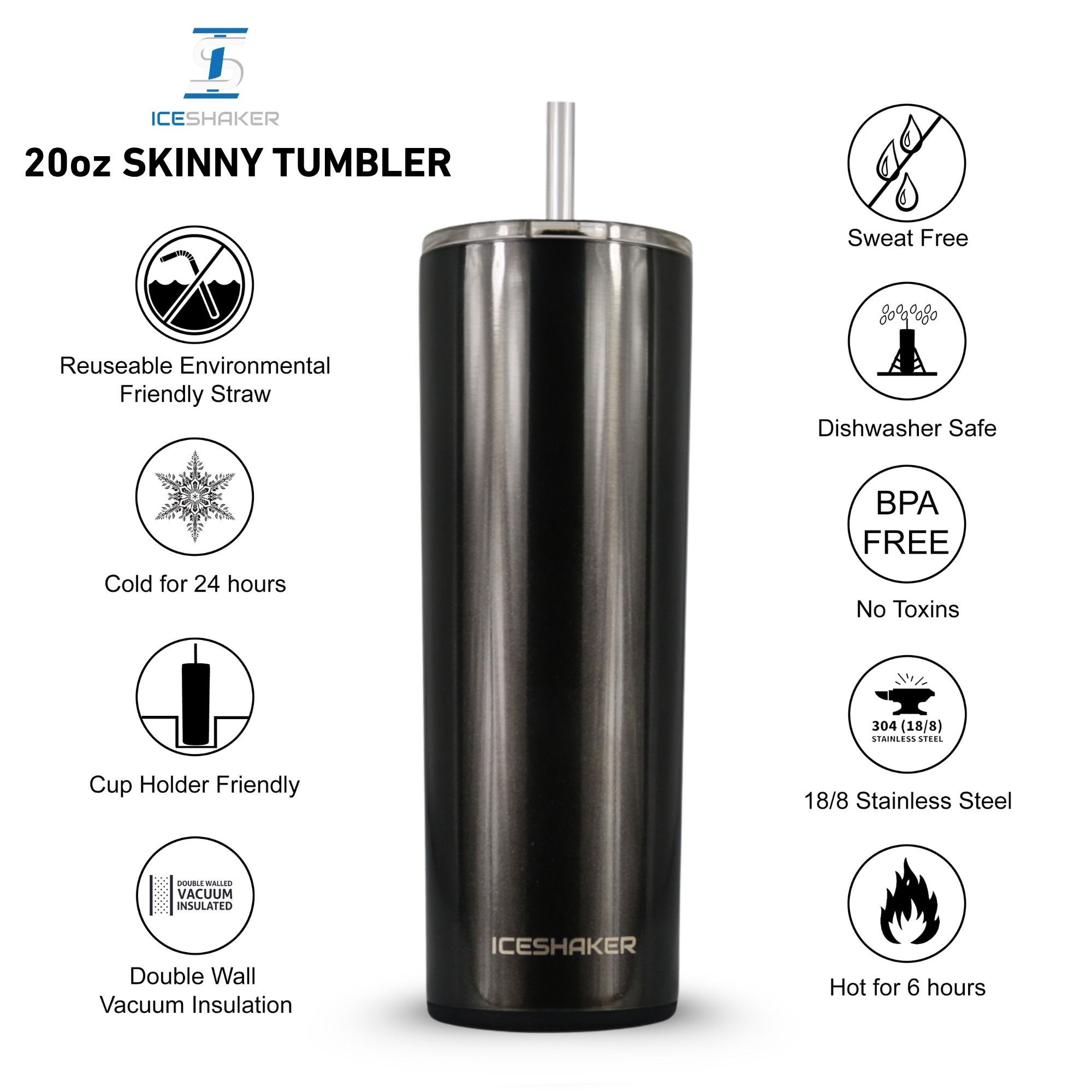 20oz Insulated Skinny Tumbler with Push Down Lid