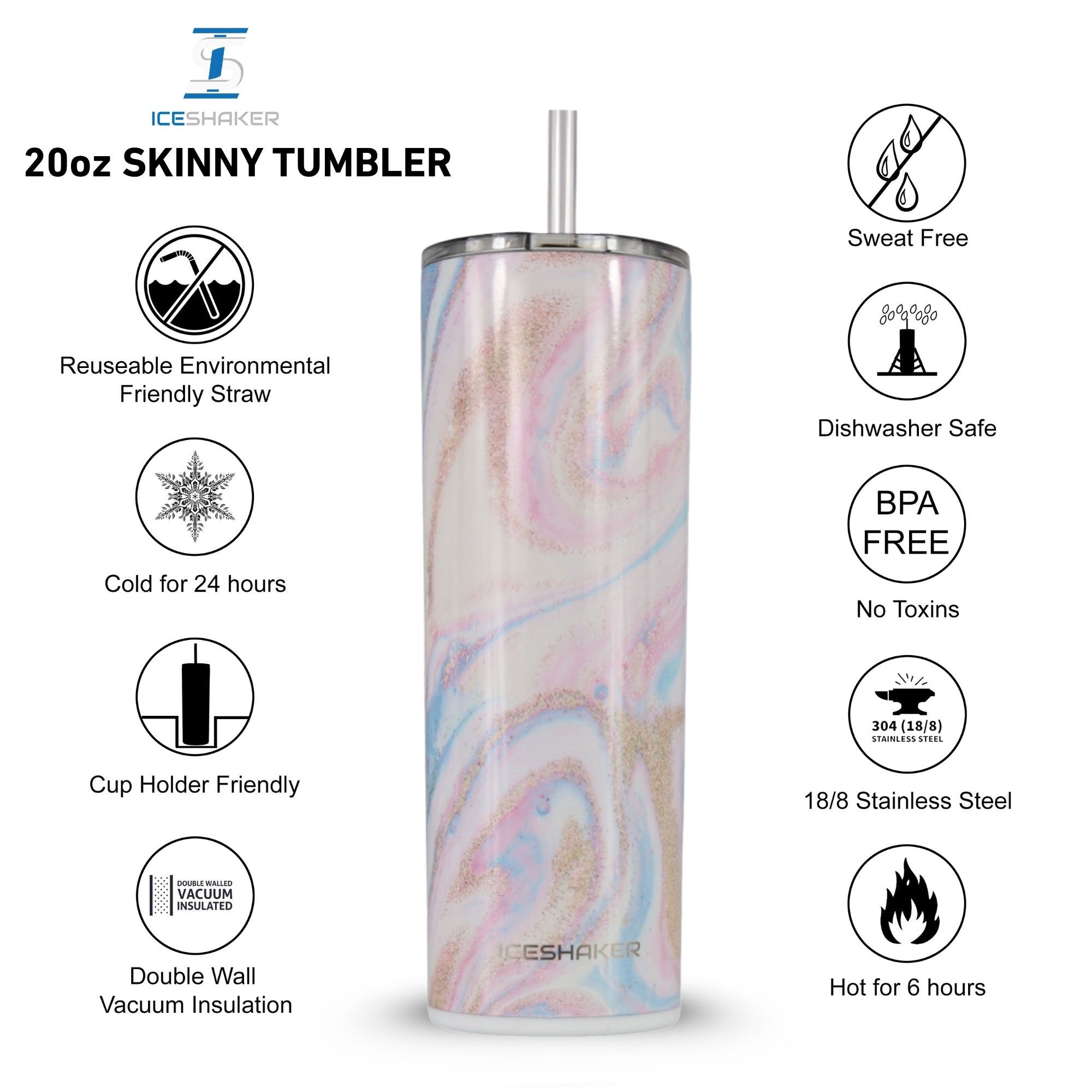 20oz Insulated Skinny Tumbler with Push Down Lid