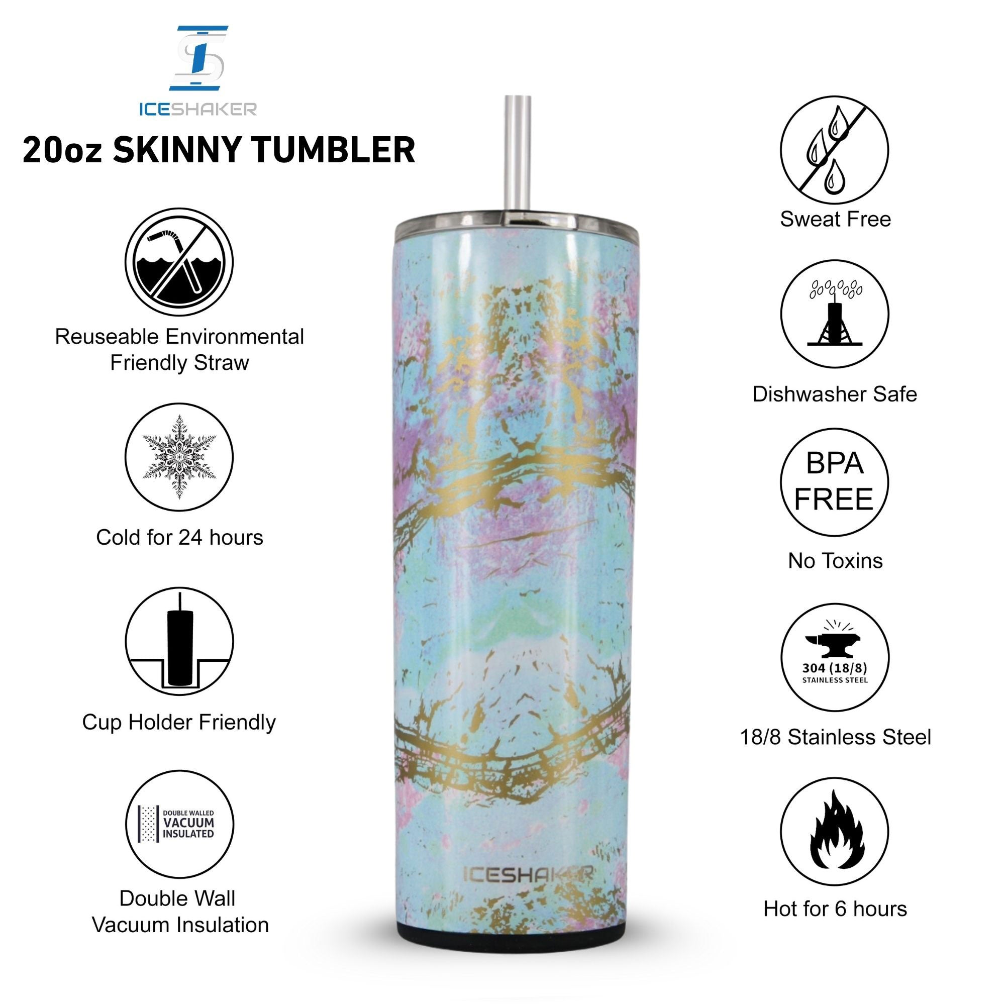 20oz Insulated Skinny Tumbler with Push Down Lid