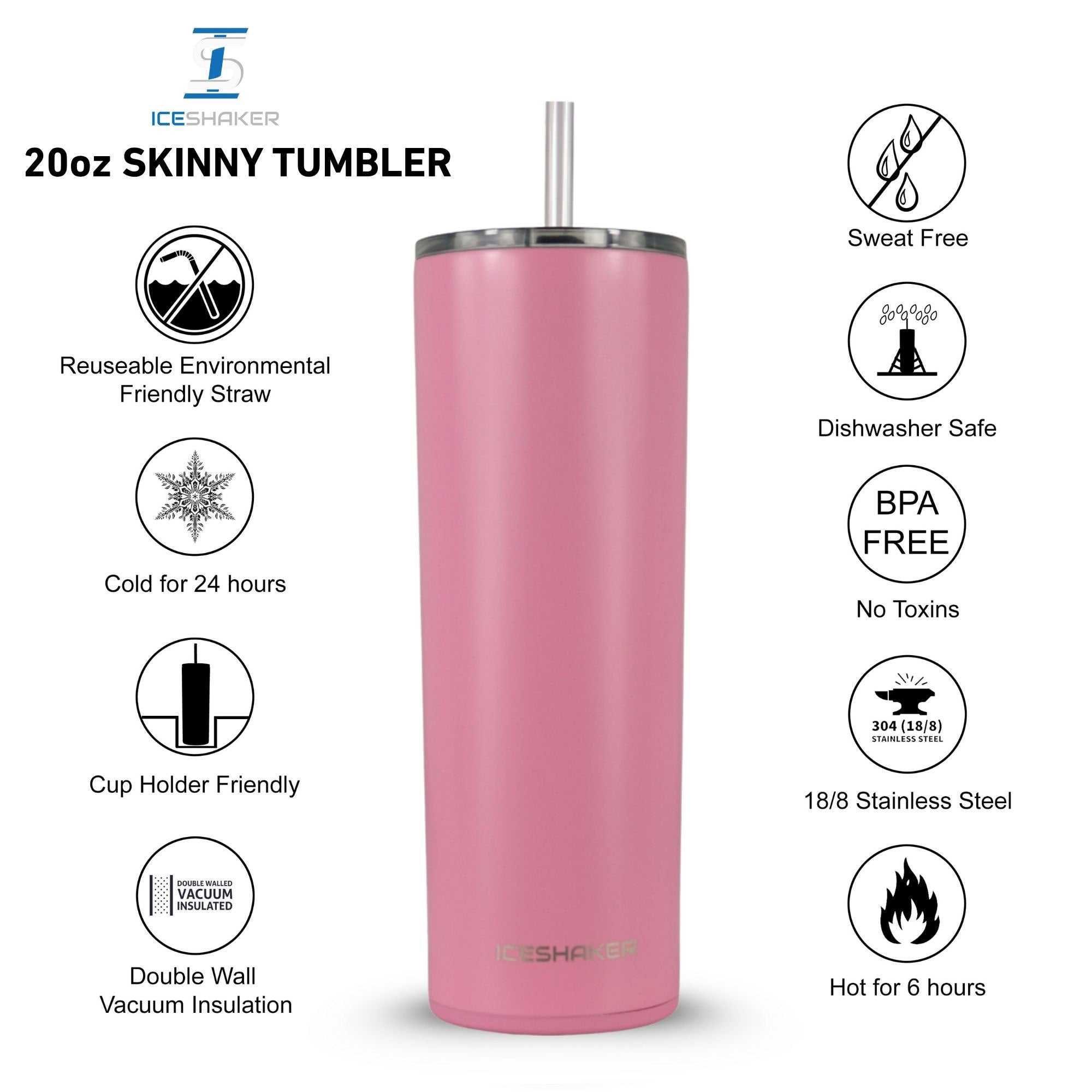 20oz Insulated Skinny Tumbler with Push Down Lid