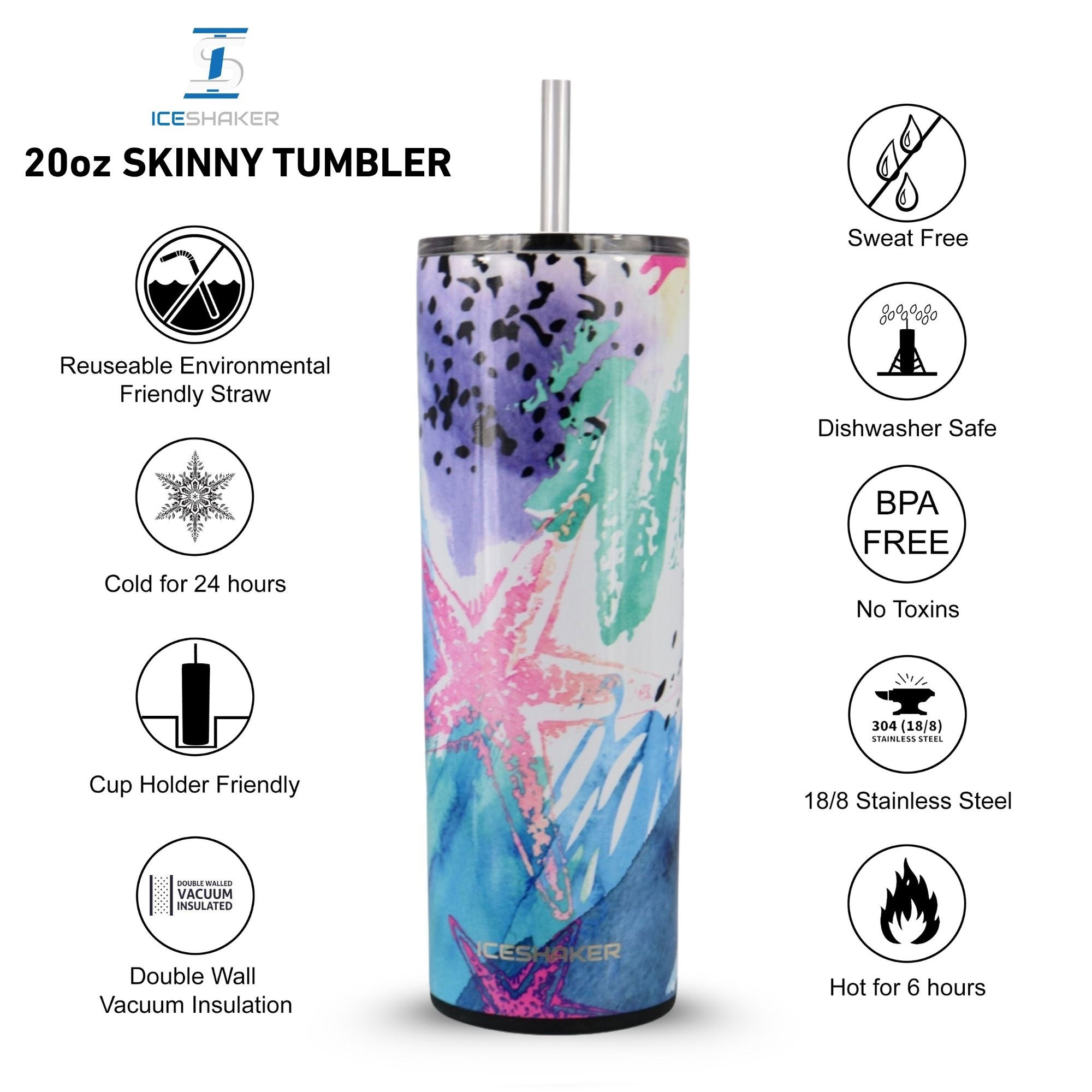 20oz Insulated Skinny Tumbler with Push Down Lid