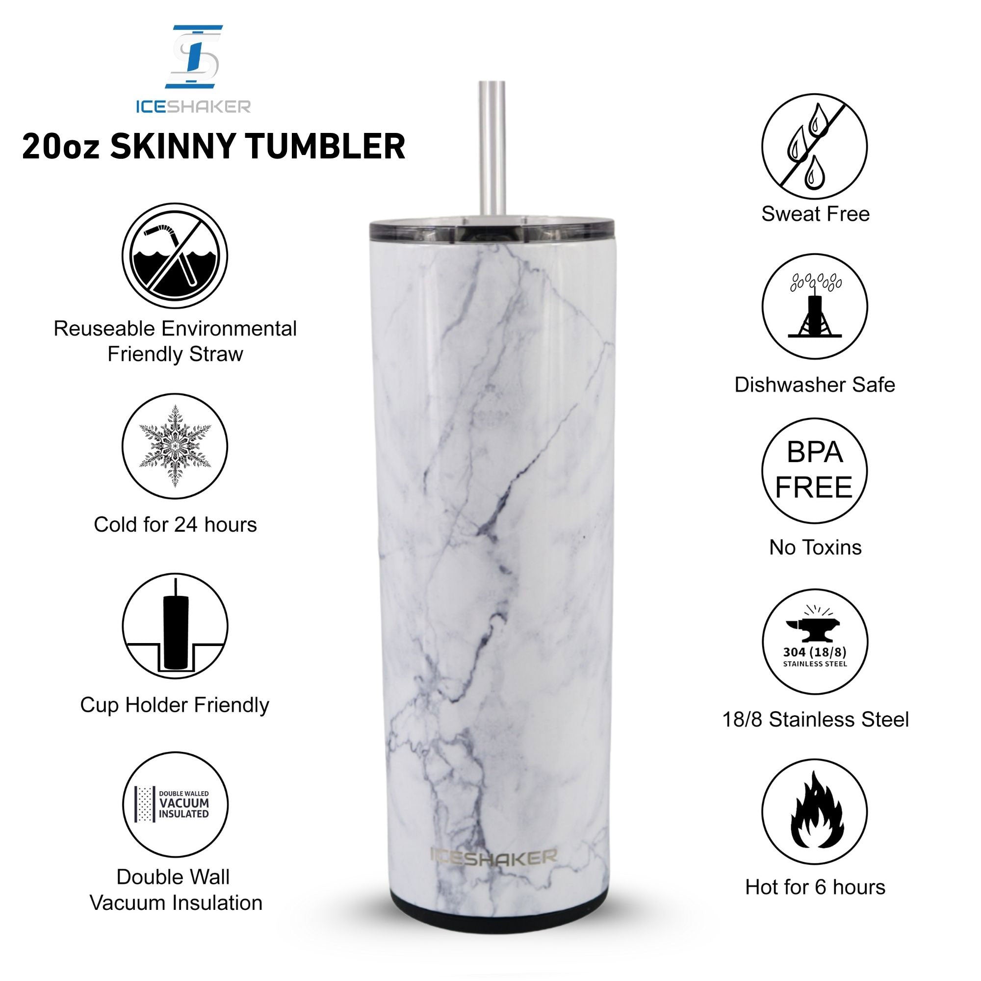 20oz Insulated Skinny Tumbler with Push Down Lid