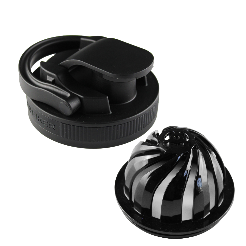 26oz Shaker Lid + Agitator Combo - Black Lid with Black Band