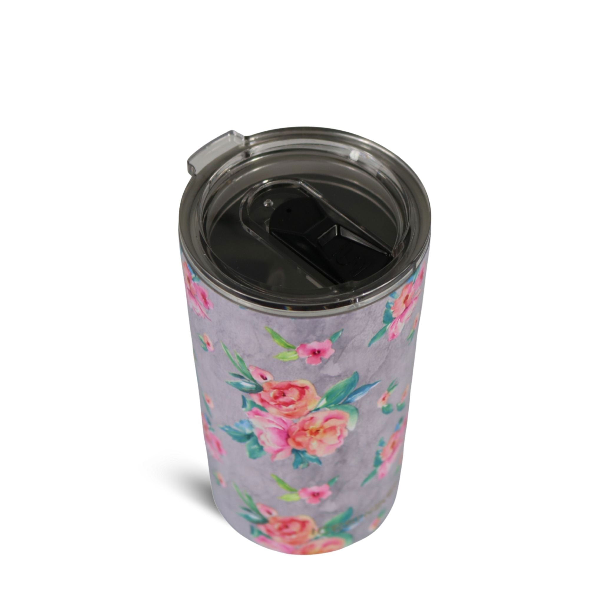 12oz Stainless Steel Mini Tumbler with Metal Base - Grey Floral