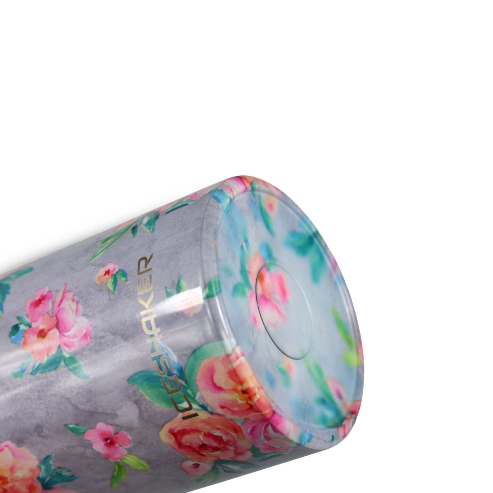12oz Stainless Steel Mini Tumbler with Metal Base - Grey Floral
