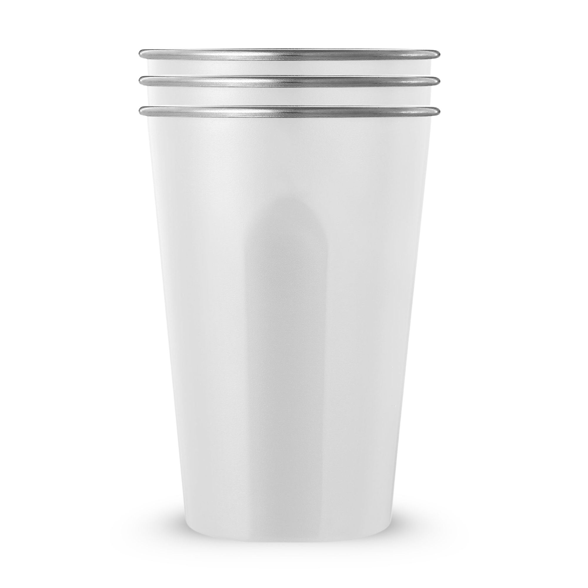 White 20oz Stainless Steel Cups - 3 Pack