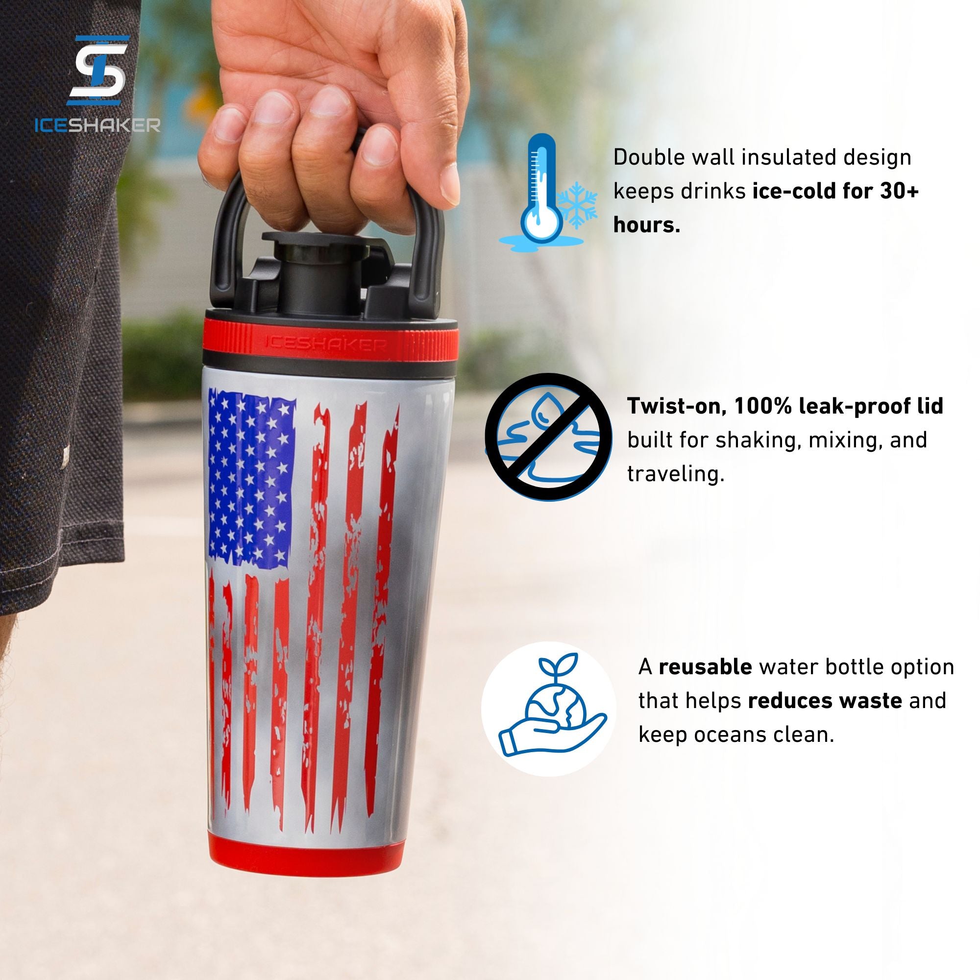 American Flag Allegiance Series Stainless Steel Shaker Bottle
