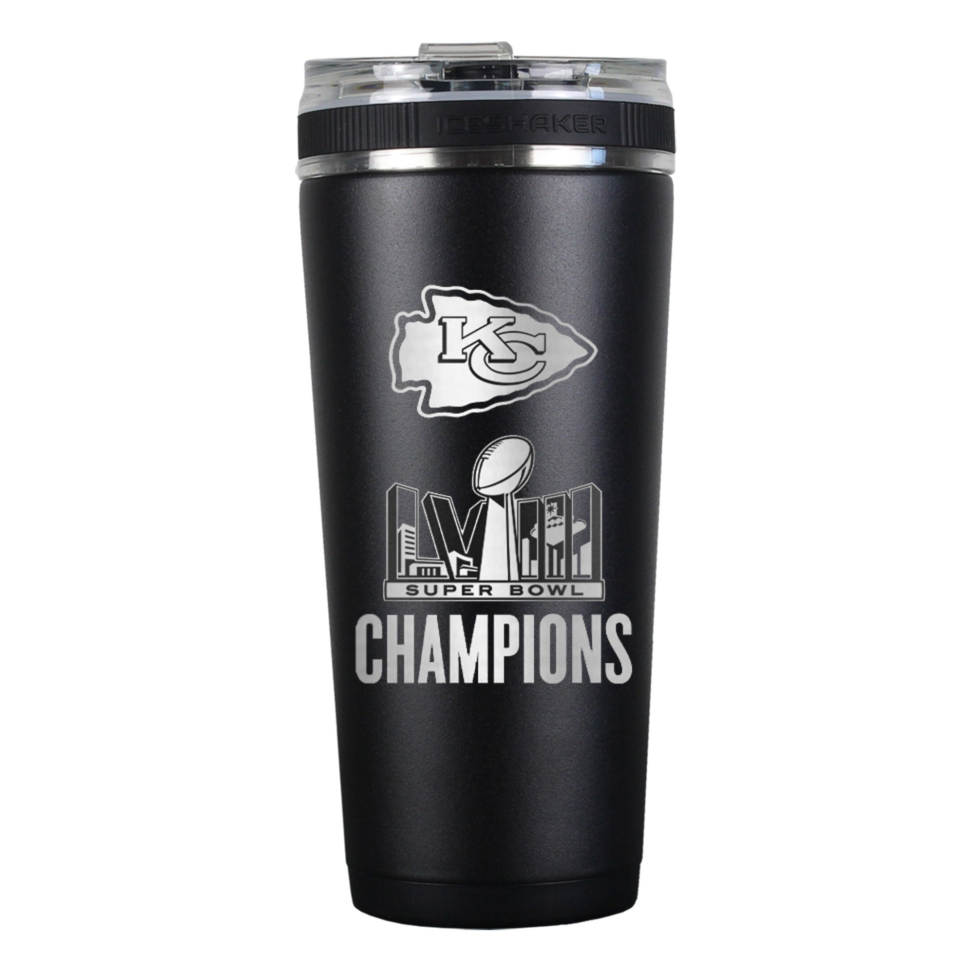 Officially Licensed Kansas City Chiefs Super Bowl LVIII Champions 26oz Flex Bottle - Black