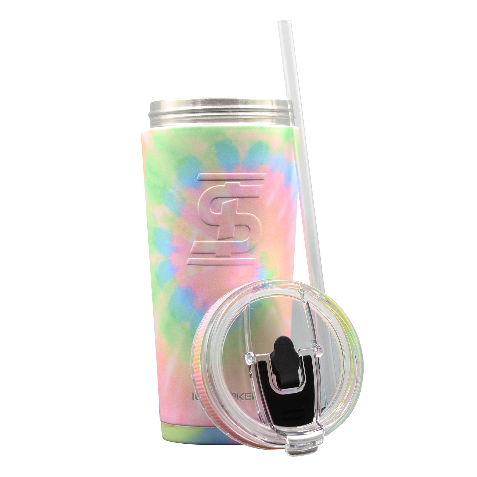 Insulated Tumbler With Handle And Tie Dye Design - Reusable Vacuum