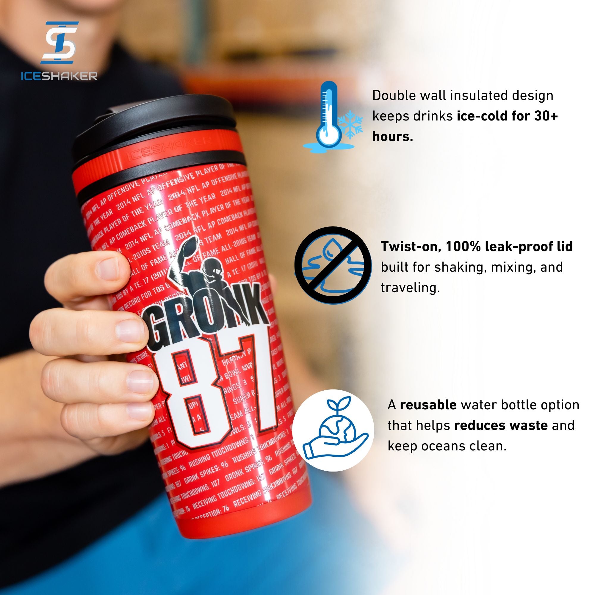 4D-Wrapped Rob Gronkowski Records Shaker Bottle | Ice Shaker