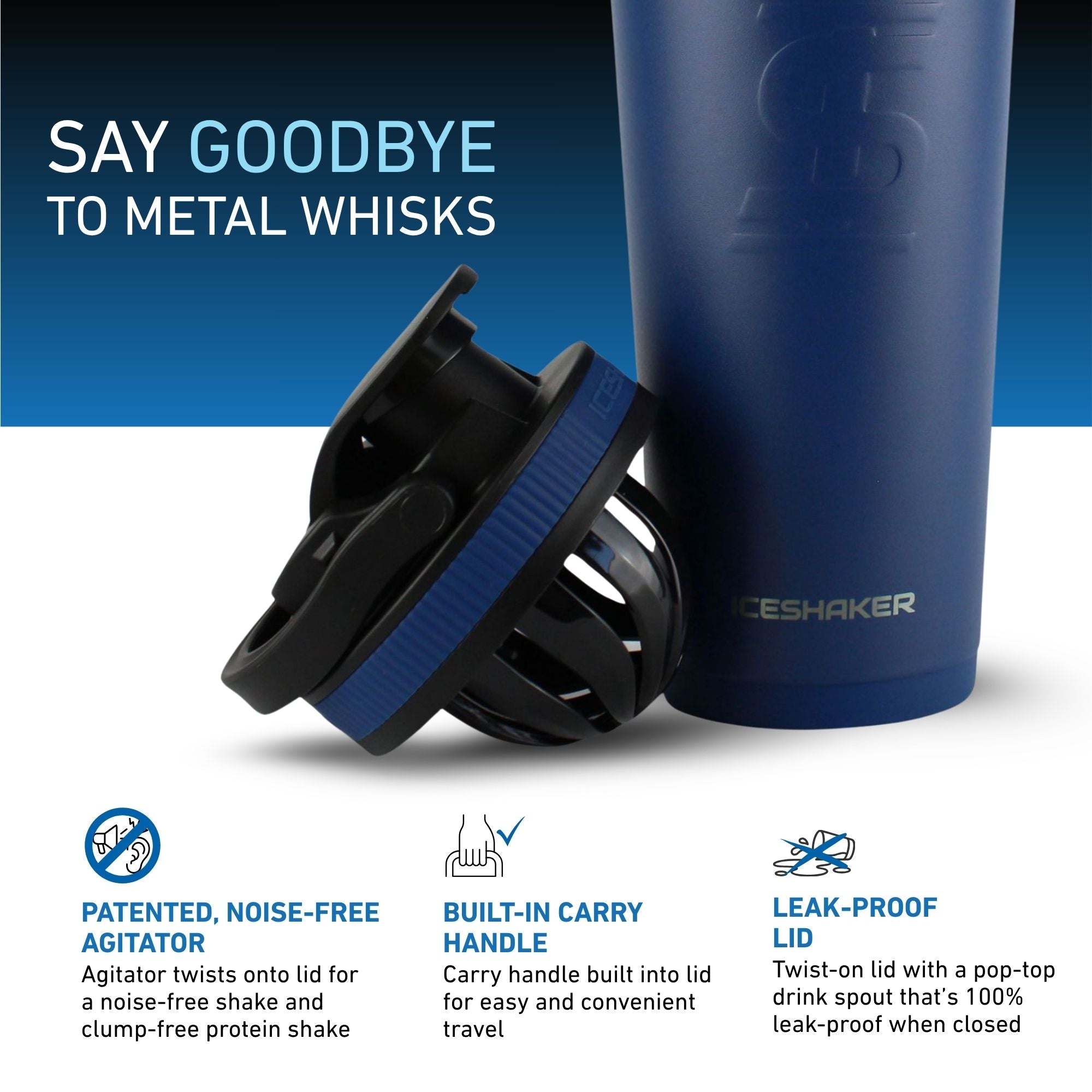Navy 26oz Stainless Steel Protein Shaker Bottle | Ice Shaker