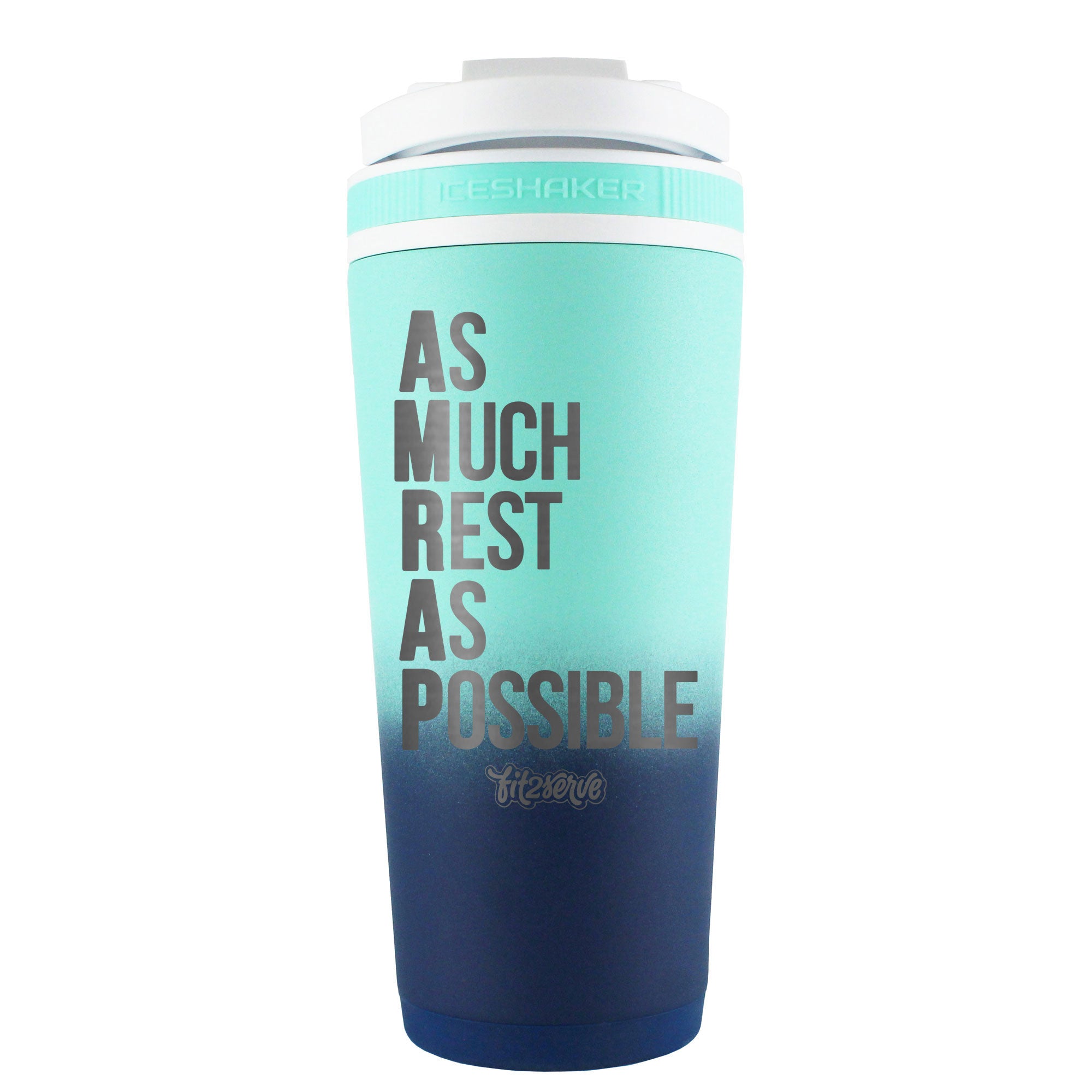 FIT2SERVE As Much Rest As Possible 26oz Ice Shaker - Navy Mint Ombre