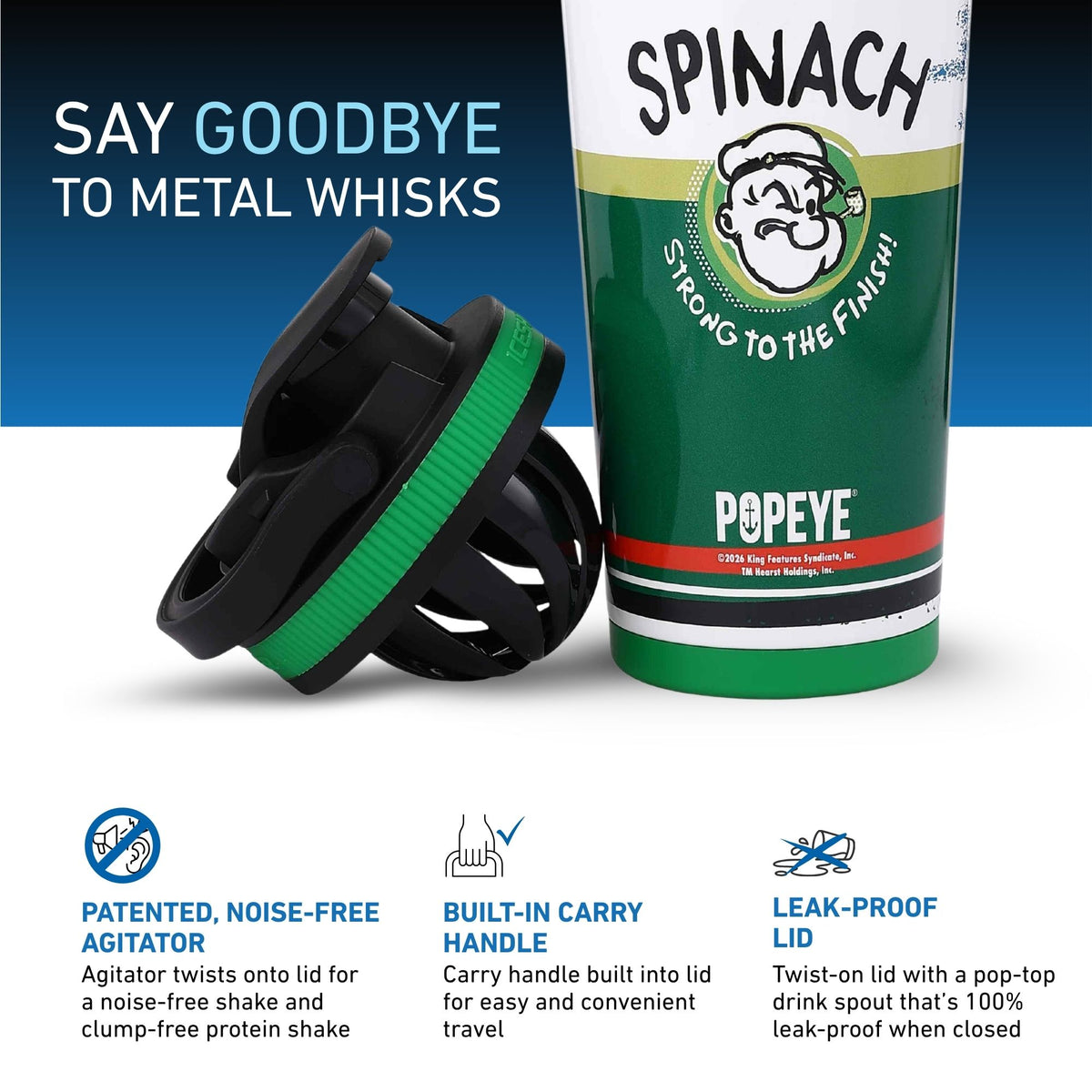 Popeye The Sailor Series 4D 26oz Ice Shaker - Popeye's Spinach