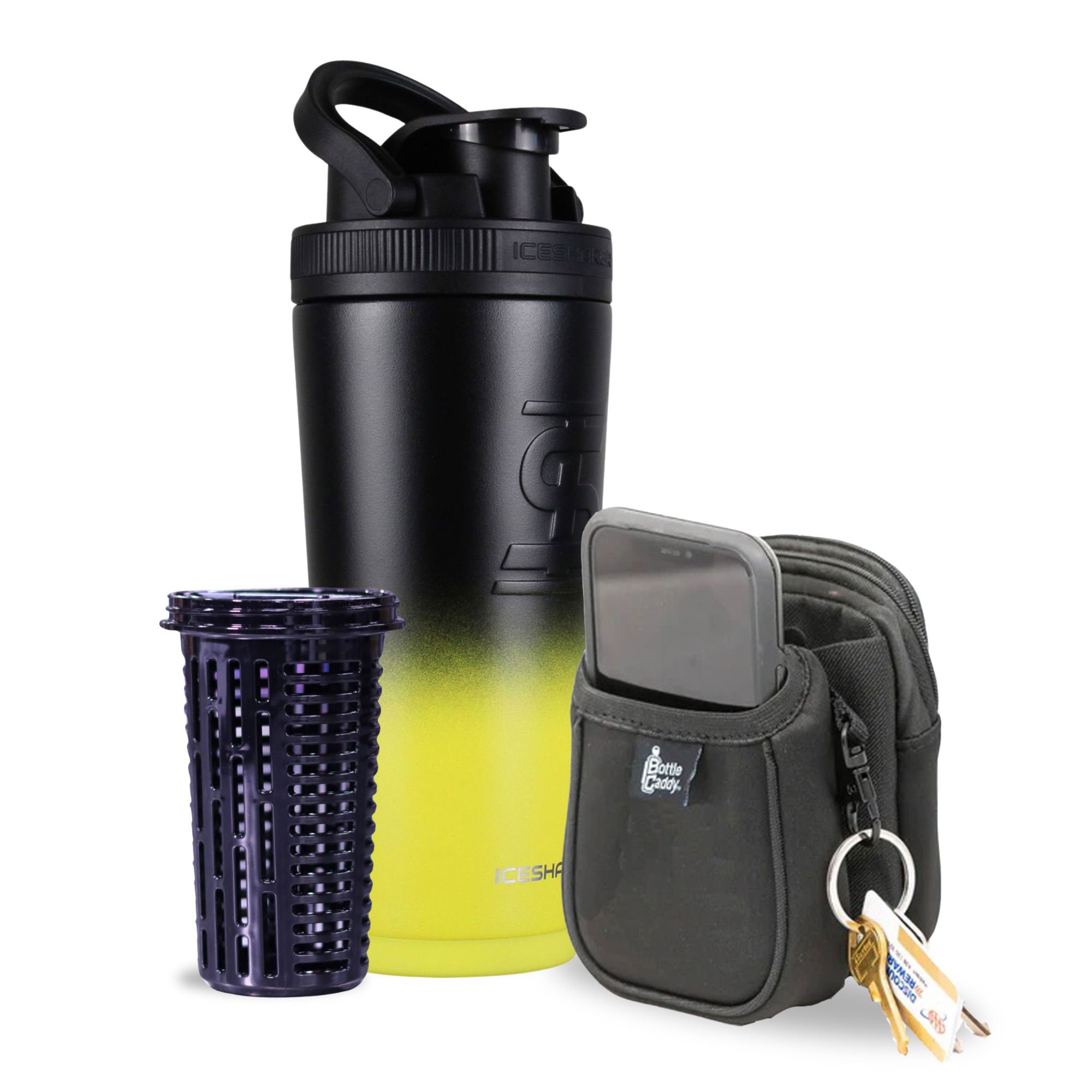 Yellow Black Ombre 26oz Ice Shaker Bundle