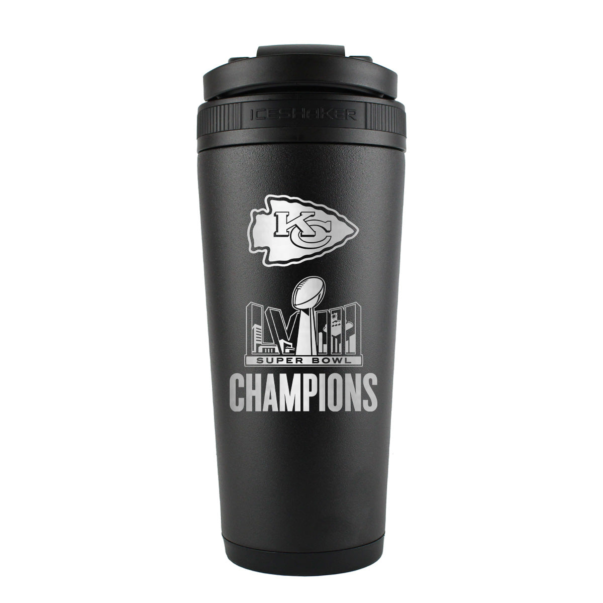 Officially Licensed Kansas City Chiefs Super Bowl LVIII Champions 26oz Ice Shaker - Black