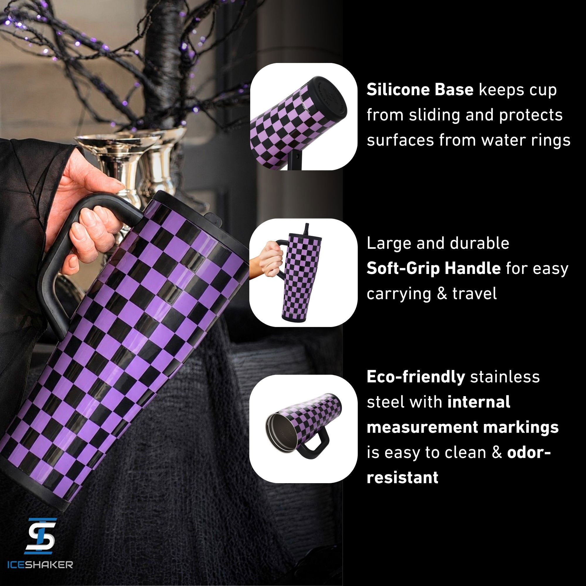 32oz Legend Series Shaker Bottle - Purple Black Checkers