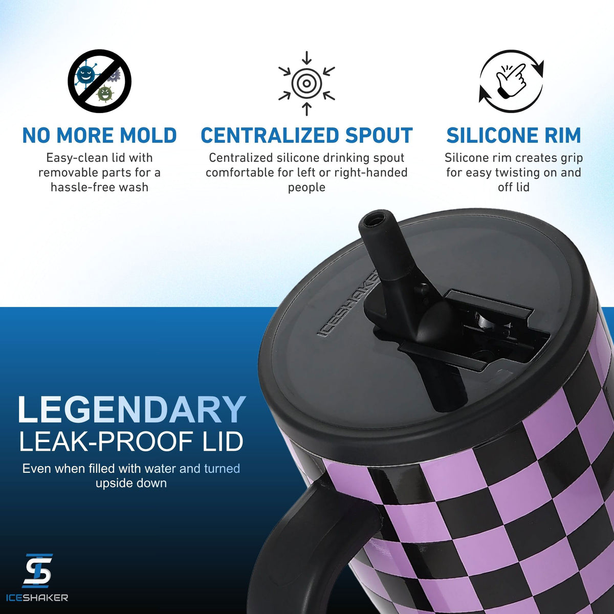 32oz Legend Series Shaker Bottle - Purple Black Checkers