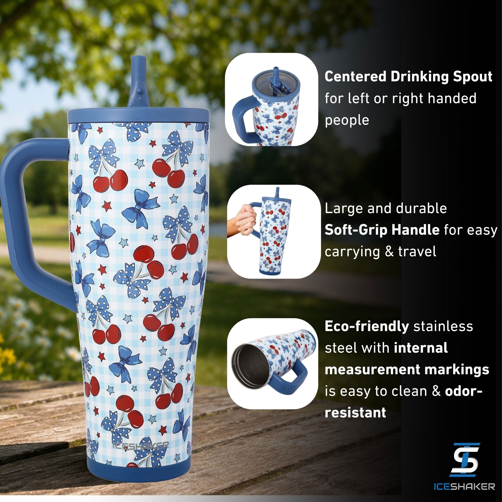 32oz Legend Series Stainless Steel Tumblers, USA Cherries | Ice Shaker