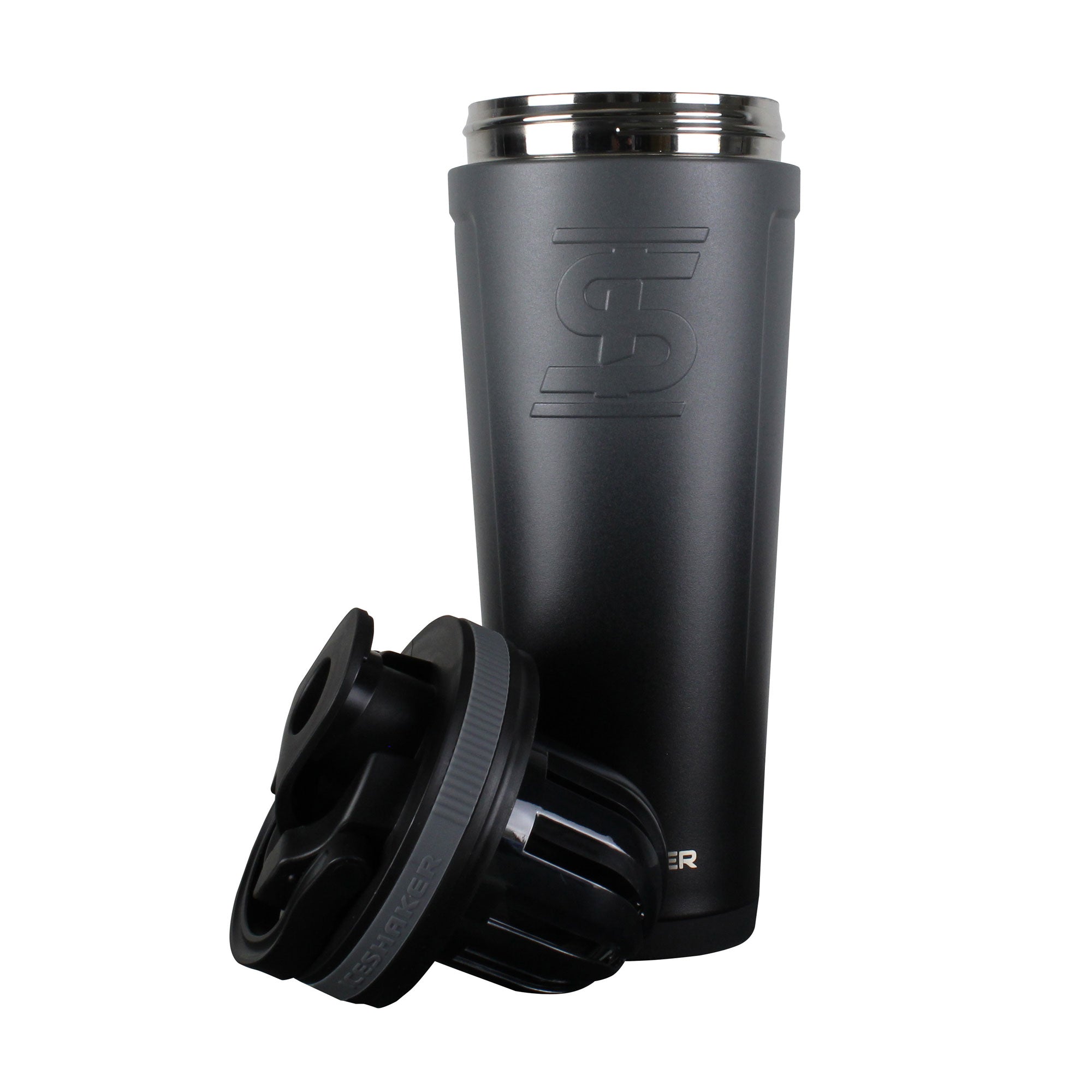 Black Insulated 36oz Protein Shaker Bottle