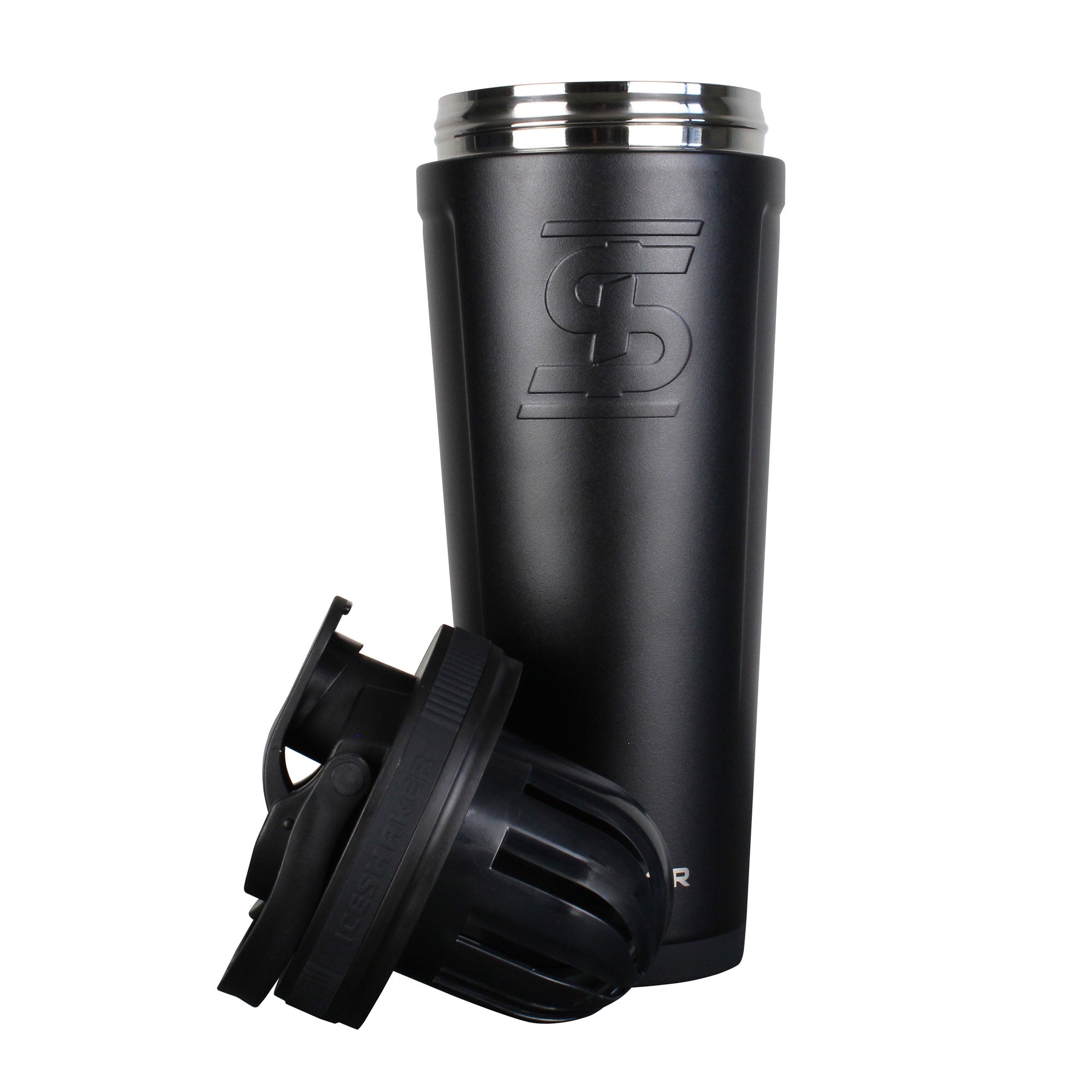 Black Insulated 36oz Protein Shaker Bottle