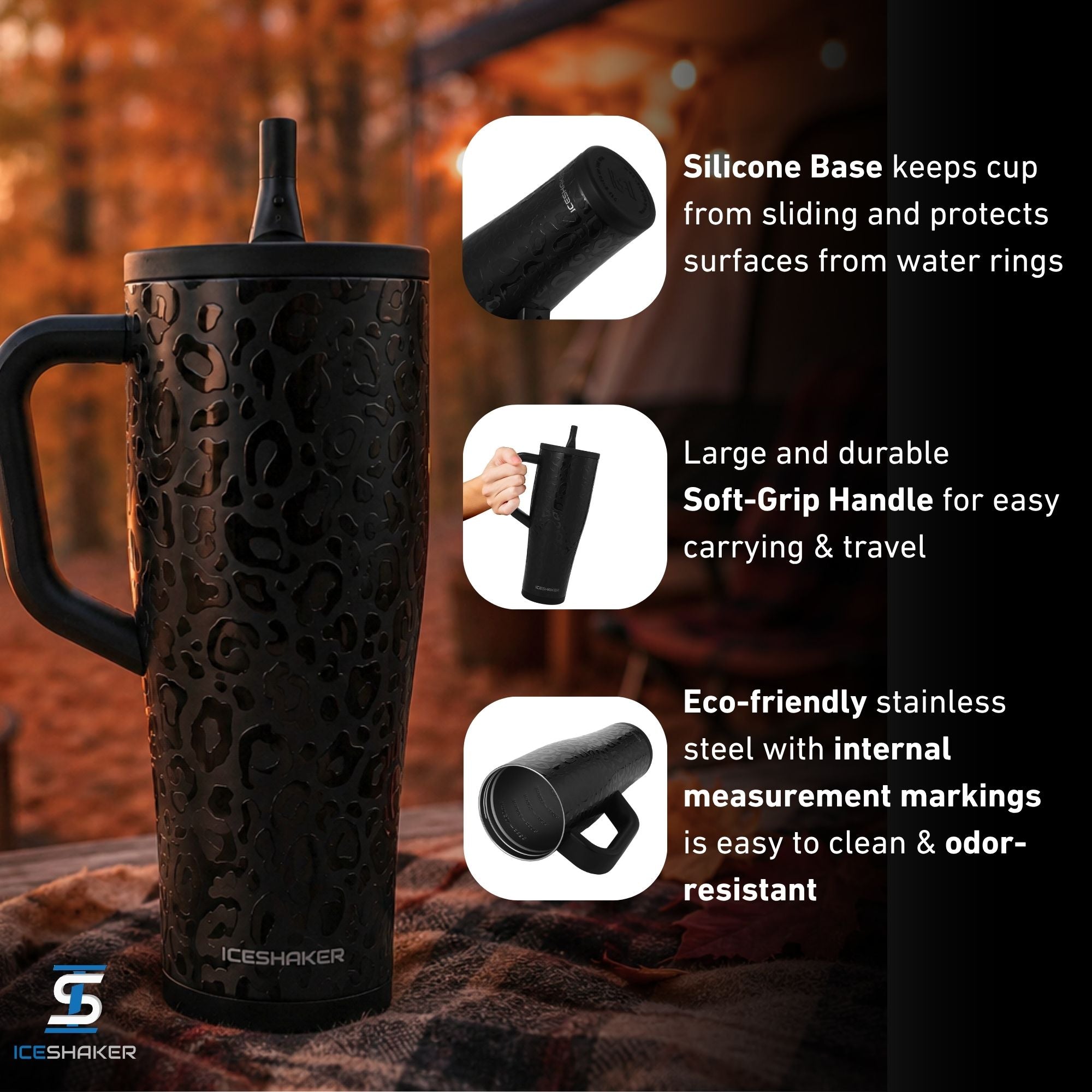 40oz Legend Series Shaker Bottle - Black Leopard (auction)