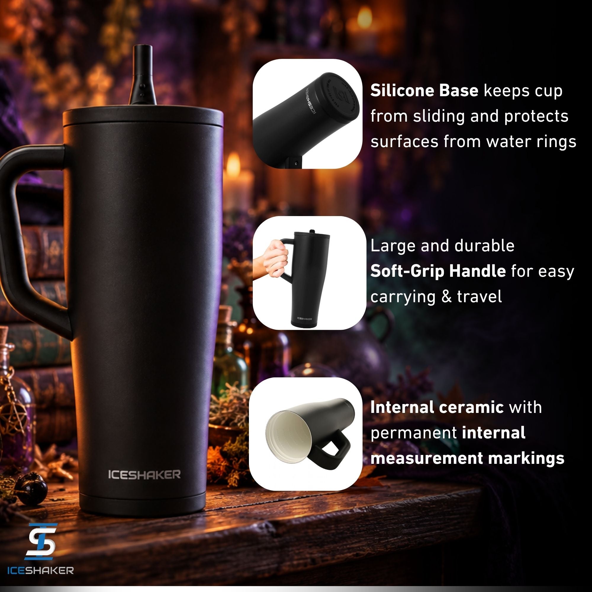 Ceramic Black Legend Series 40oz Shaker Bottle | Ice shaker