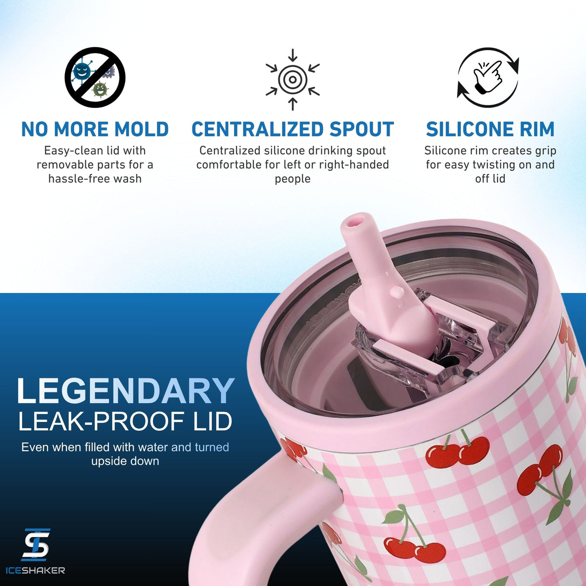 40oz Legend Series Shaker Bottle - Cherry Gingham