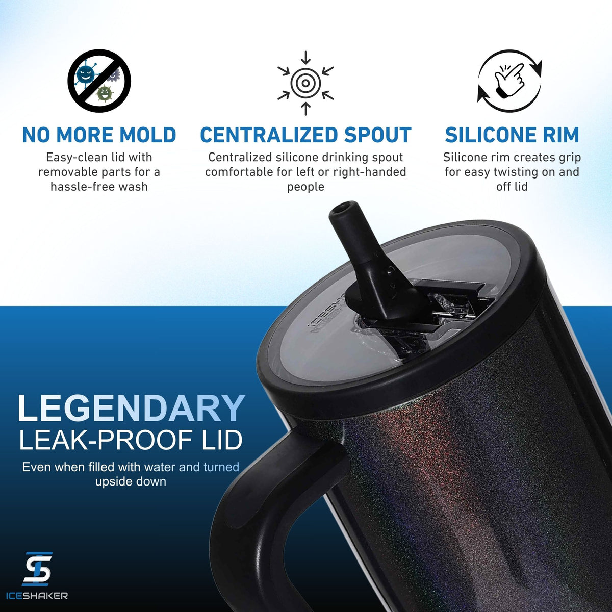40oz Legend Series Shaker Bottle - Glitter Black