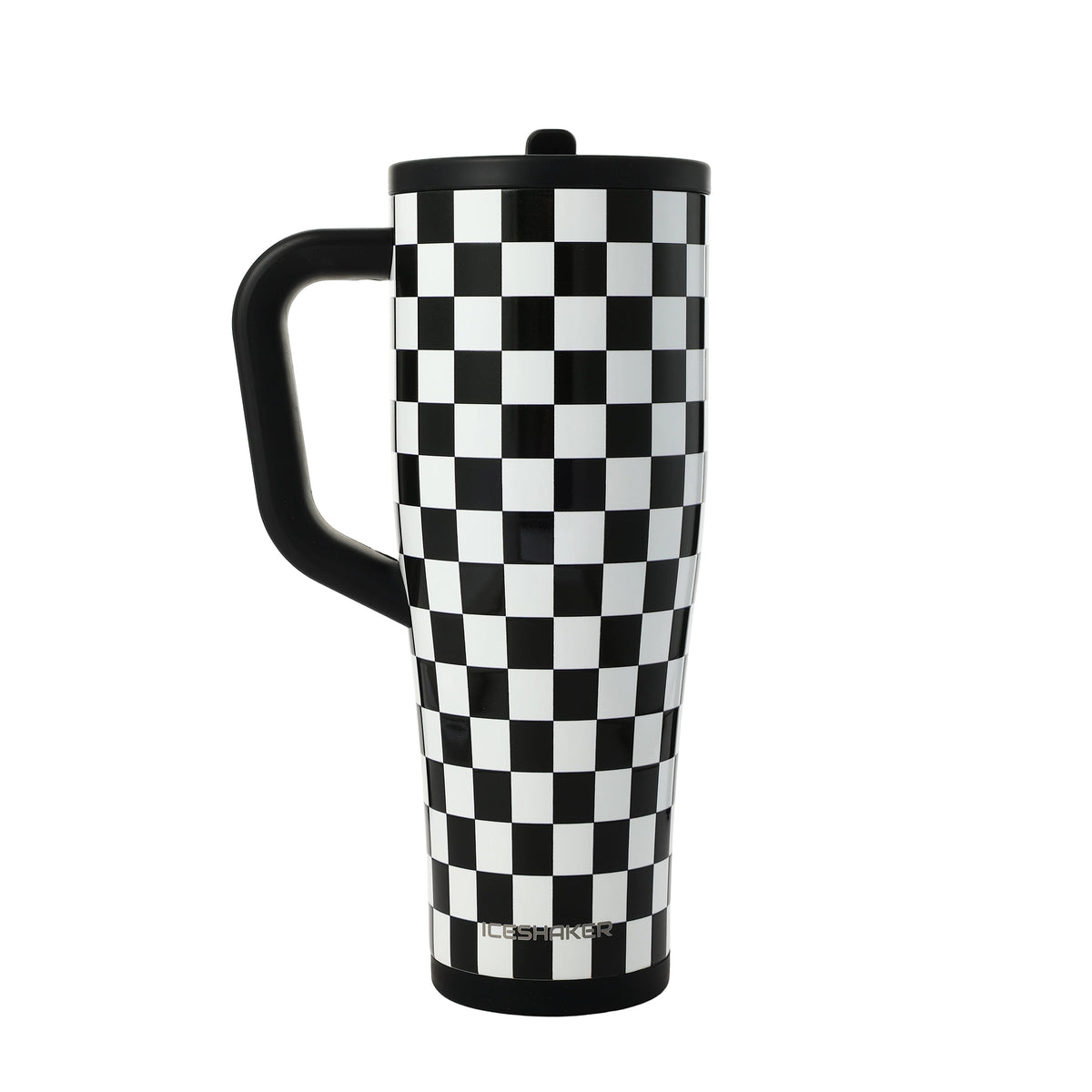 40oz Black & White Checkers Legend Tumbler, front view