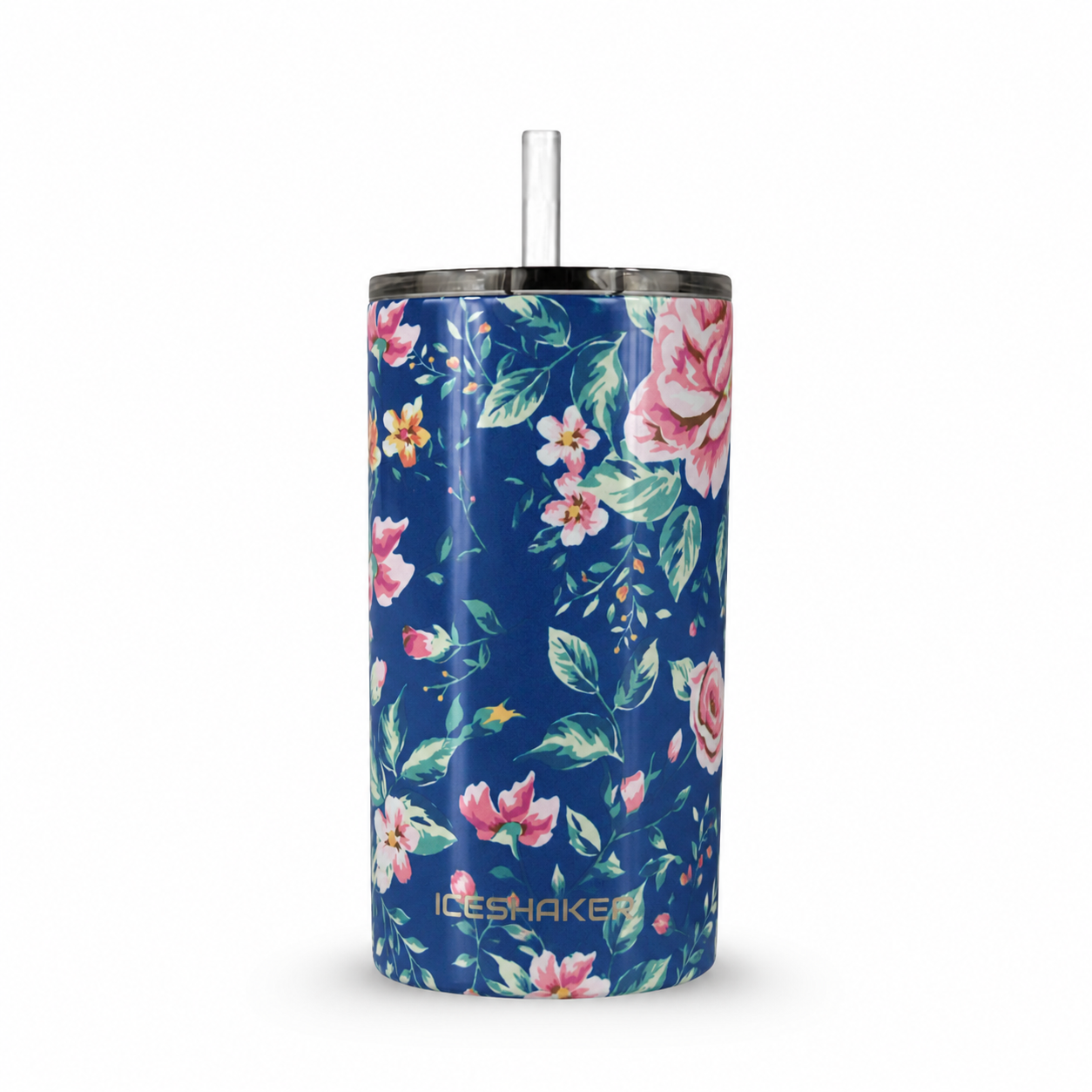 12oz Stainless Steel Mini Tumbler with Metal Base - Navy Floral