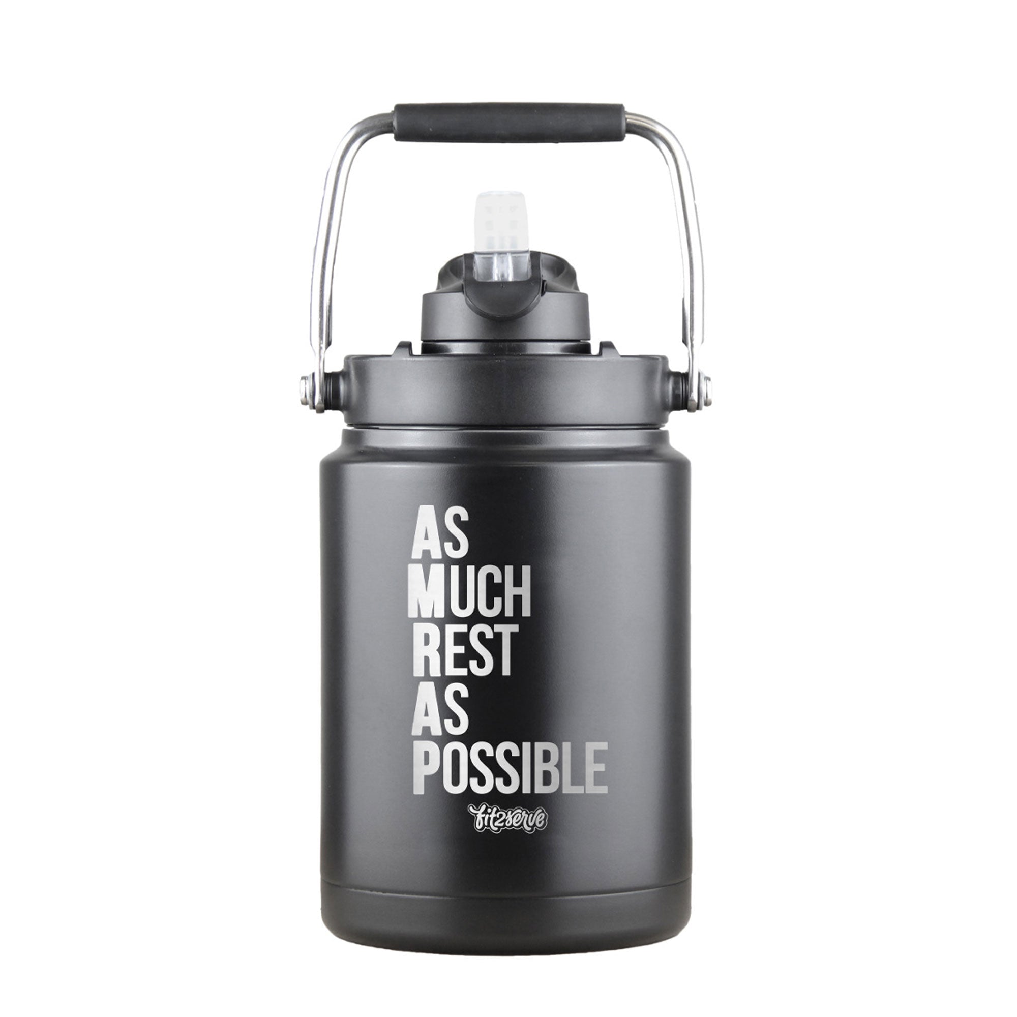 As Much Rest As Possible FIT2SERVE Black Half Gallon Jug