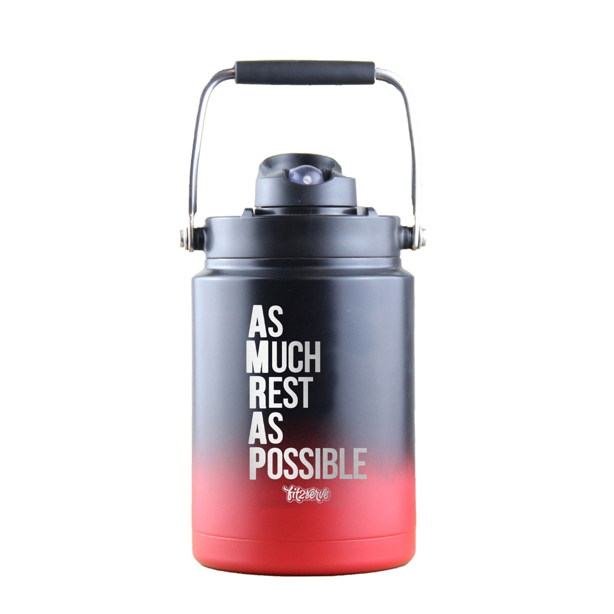 FIT2SERVE As Much Rest As Possible Half Gallon Jug - Red Black Ombre