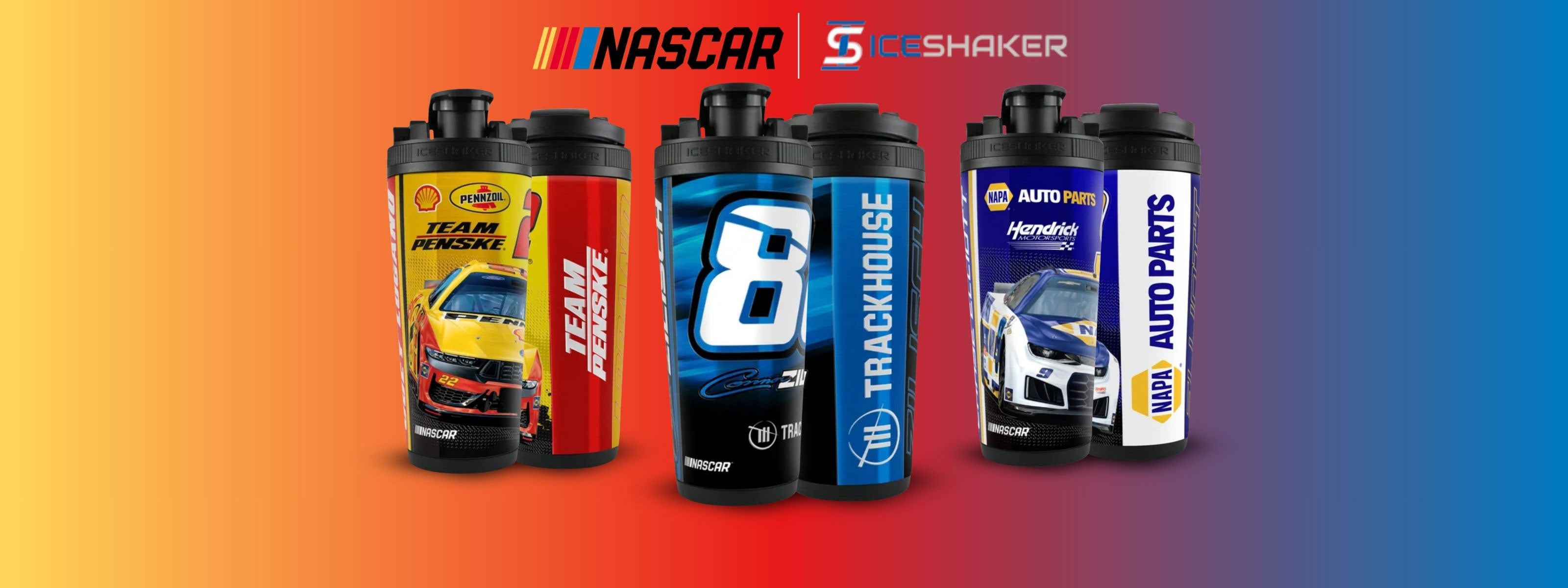 New Ice Shaker X NASCAR 4D Shaker Bottles. Click to Shop Now